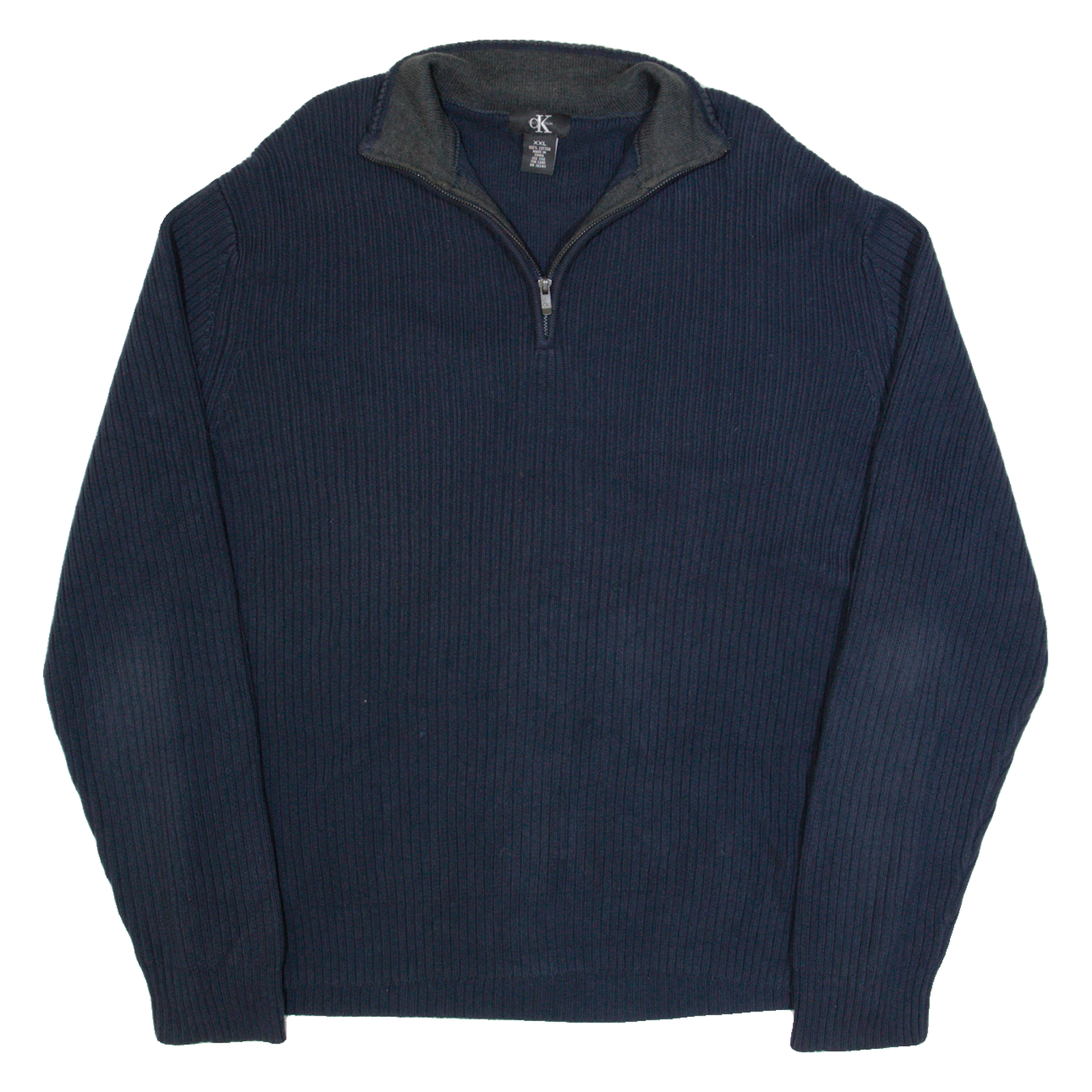 CALVIN KLEIN Mens Jumper Blue 1/4 Zip Tight Knit 2XL Refurbished - N/A refurbished available on Cerqular