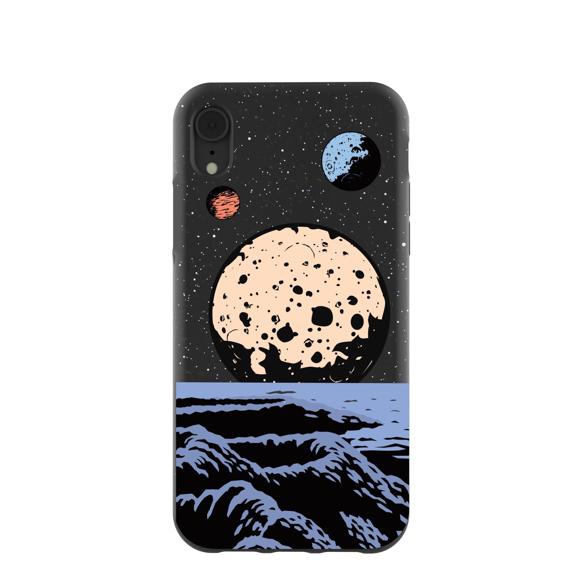 Black Retro Moon iPhone XR Case Refurbished - Pela Case refurbished available on Cerqular