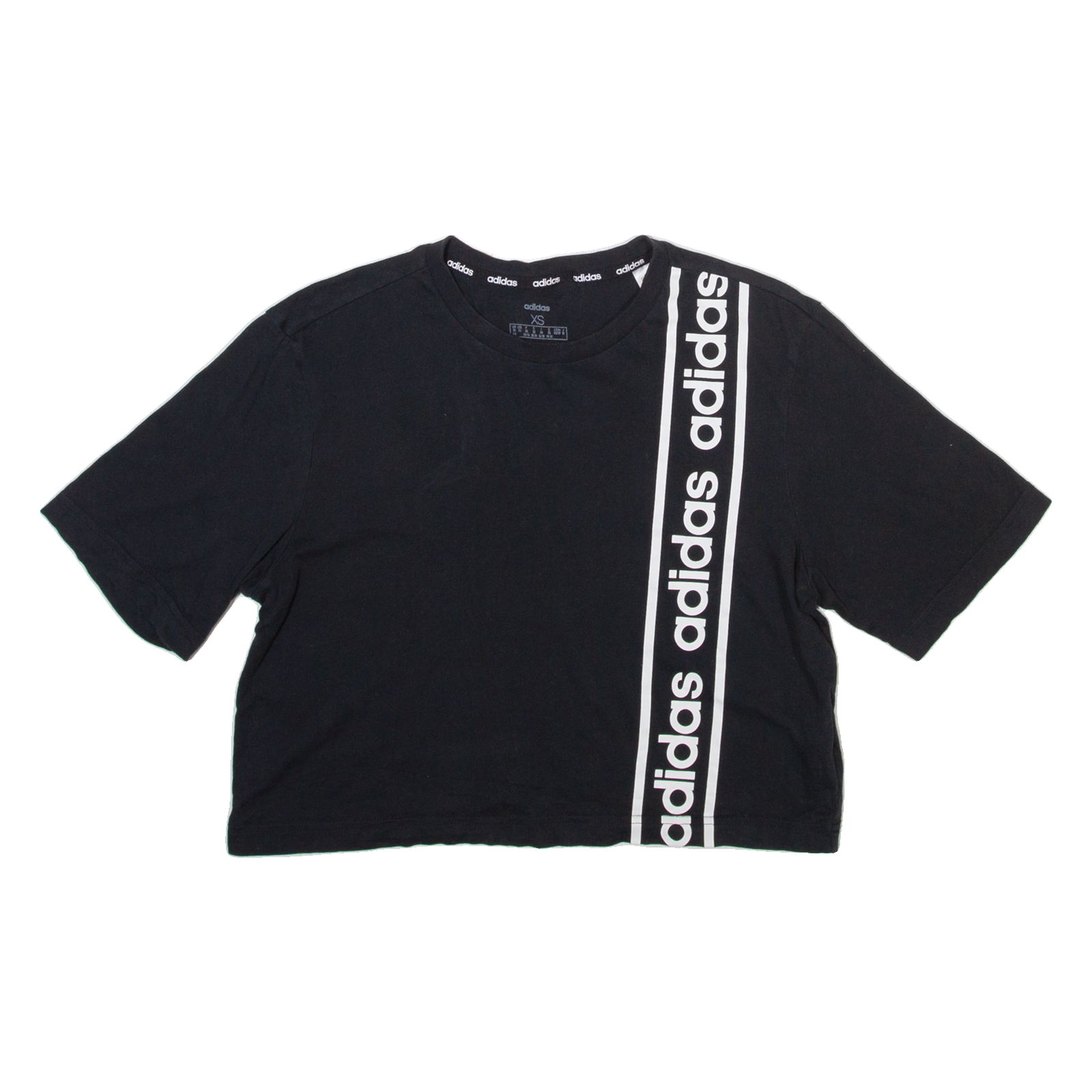 ADIDAS Cropped Womens T-Shirt Black Crew Neck XS Refurbished - N/A refurbished available on Cerqular
