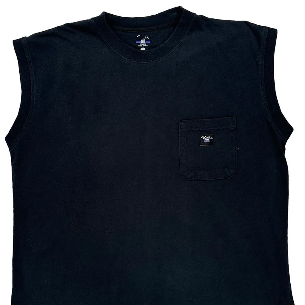 Walls Vest - XL Black Cotton Refurbished - Thrifted (note: this is a term often used to describe second- refurbished available on Cerqular