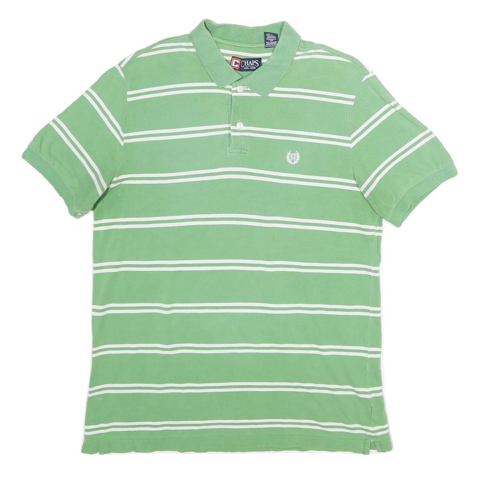 Buy CHAPS Mens Green & White Striped Short Sleeve Polo Shirt L Cotton Classic Refurbished - $28.59 CHAPS Mens Green & White Striped Short Sleeve Polo Shirt L Cotton Classic Refurbished - N/A refurbished available on Cerqular