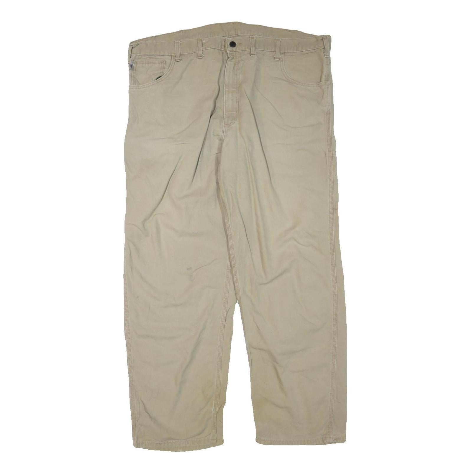 CARHARTT Mens Beige Regular Fit Cotton Blend Trousers W44 L32 Workwear Zip Refurbished - N/A refurbished available on Cerqular