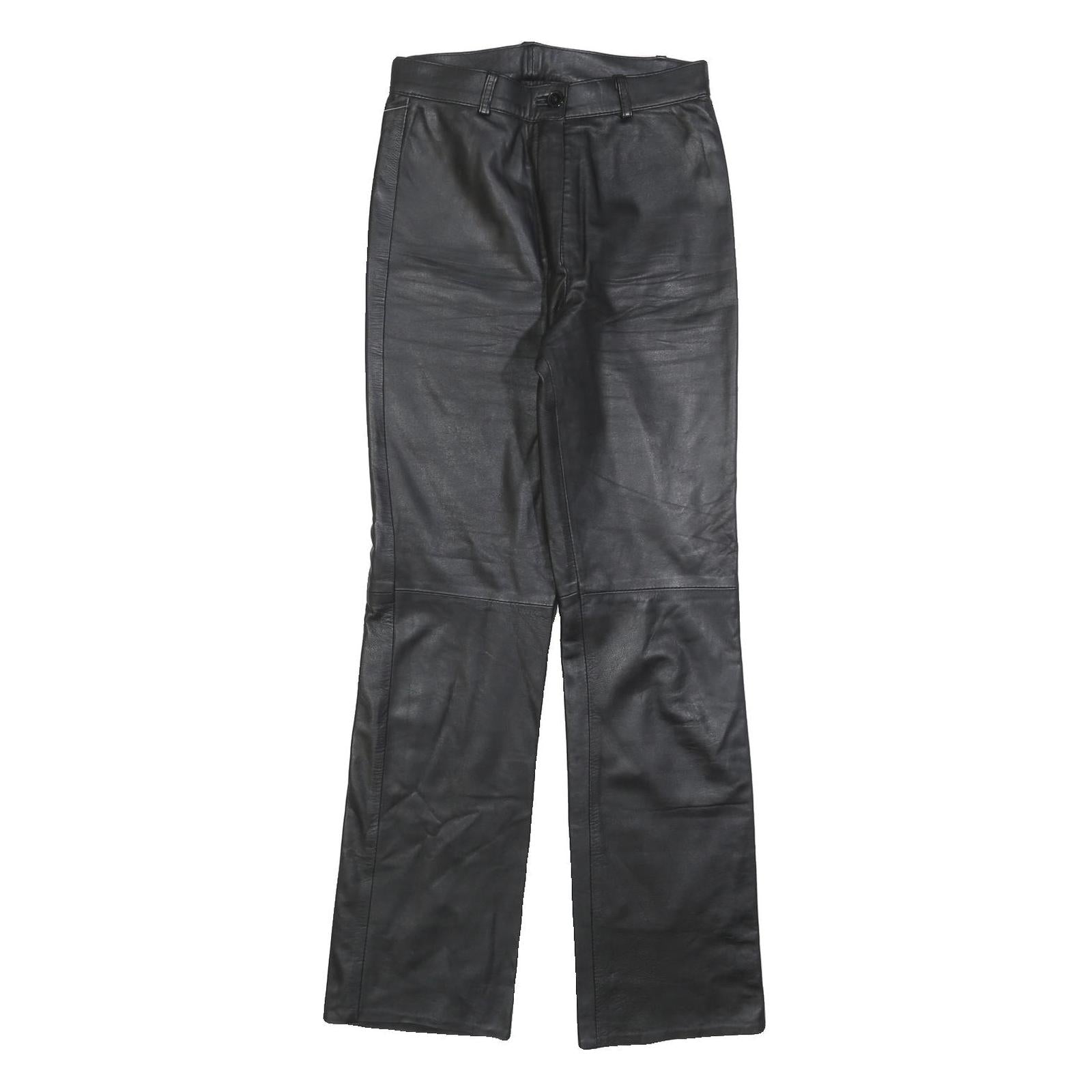 Buy Womens Black Regular Leather Trousers W26 L32 Zip Closure Straight Leg Refurbished - $23.39 Womens Black Regular Leather Trousers W26 L32 Zip Closure Straight Leg Refurbished - N/A refurbished available on Cerqular
