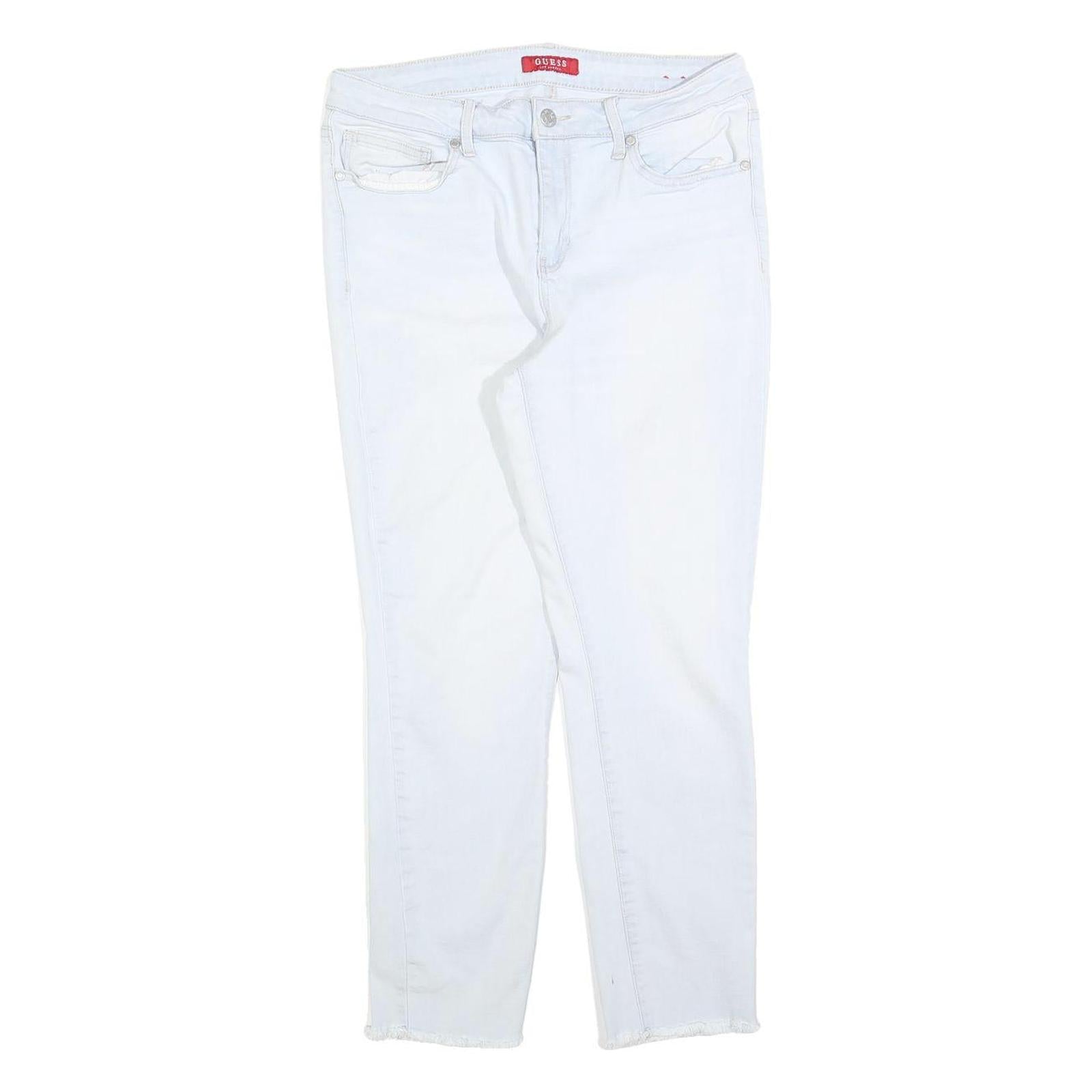 GUESS Womens Slim Fit White Denim Jeans W31 L26 Zip Cotton Blend Stylish Refurbished - N/A refurbished available on Cerqular