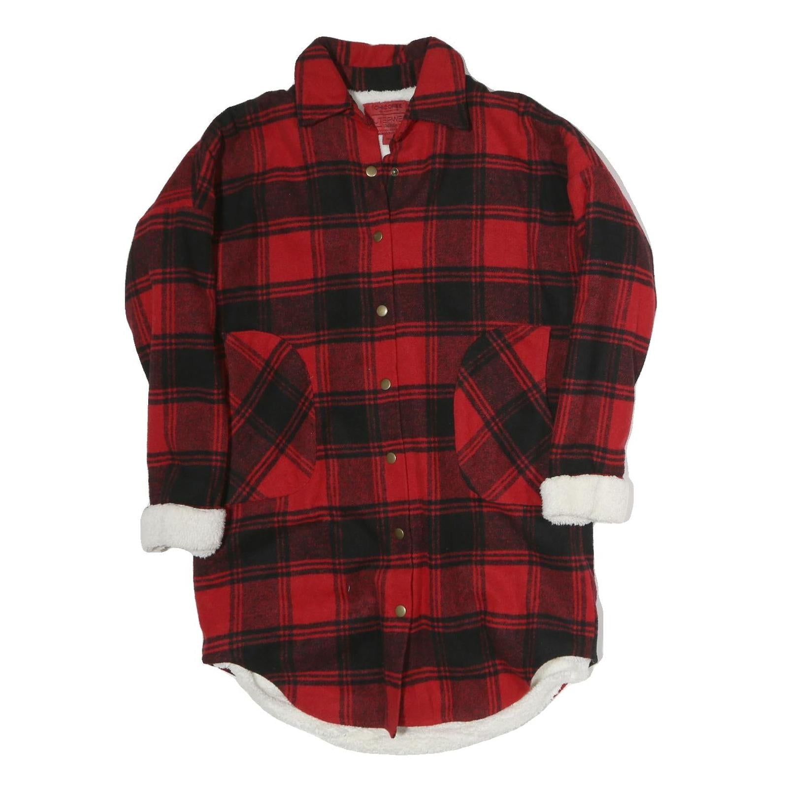CHICOREE Womens Red & Black Check Jacket S Polyester Button Front Winter Chic Refurbished - N/A refurbished available on Cerqular