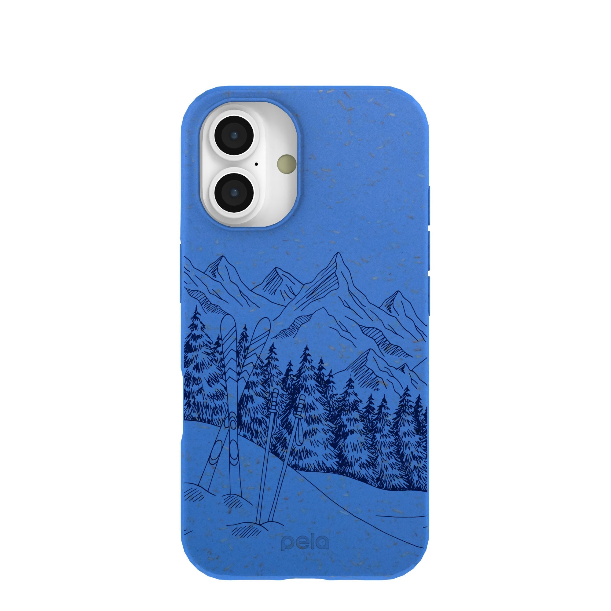Electric Blue Backcountry Ski iPhone 16 Case Refurbished - Pela Case refurbished available on Cerqular