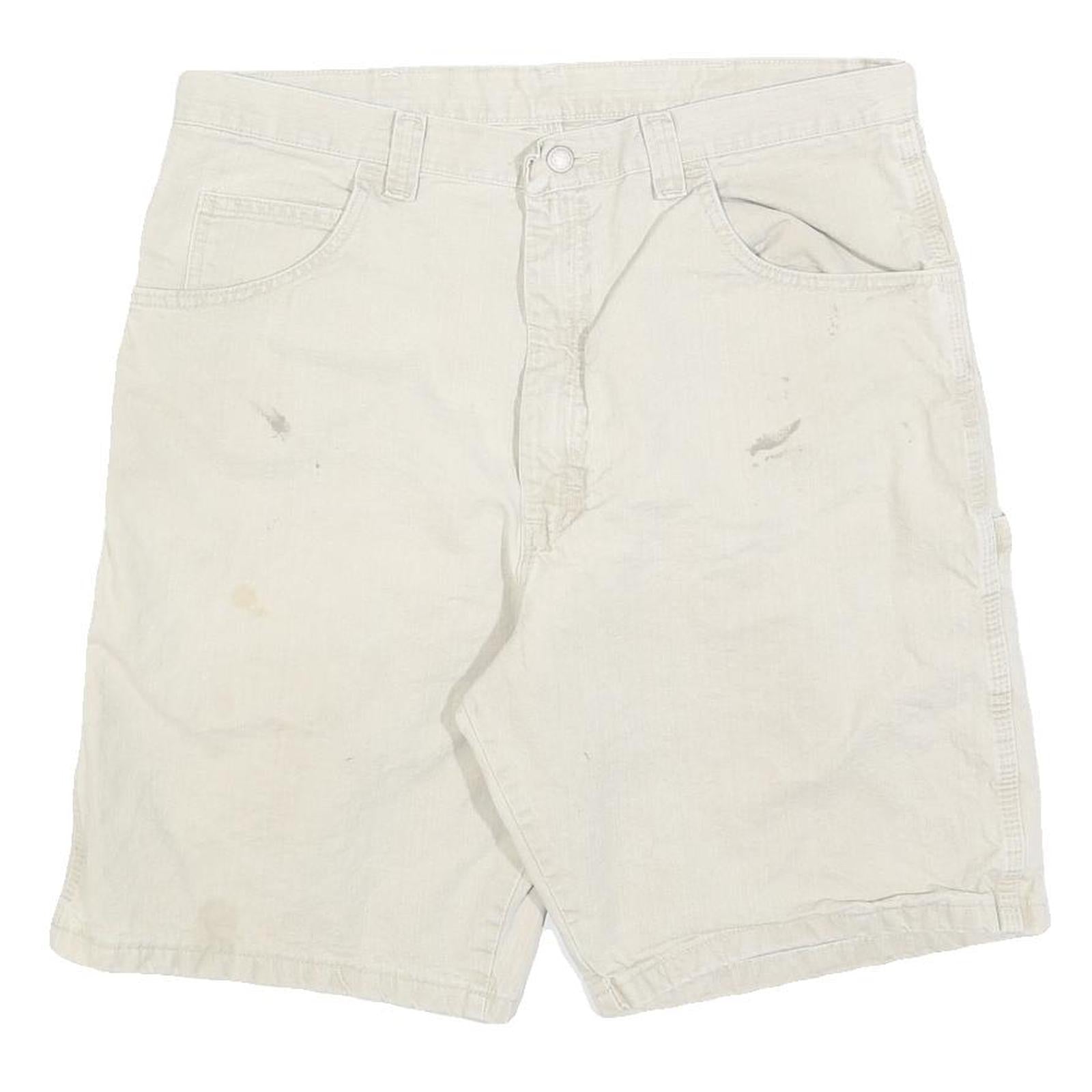 WRANGLER Mens Shorts Cream Casual Cotton Blend L W36 Workwear Utility Pockets Refurbished - N/A refurbished available on Cerqular