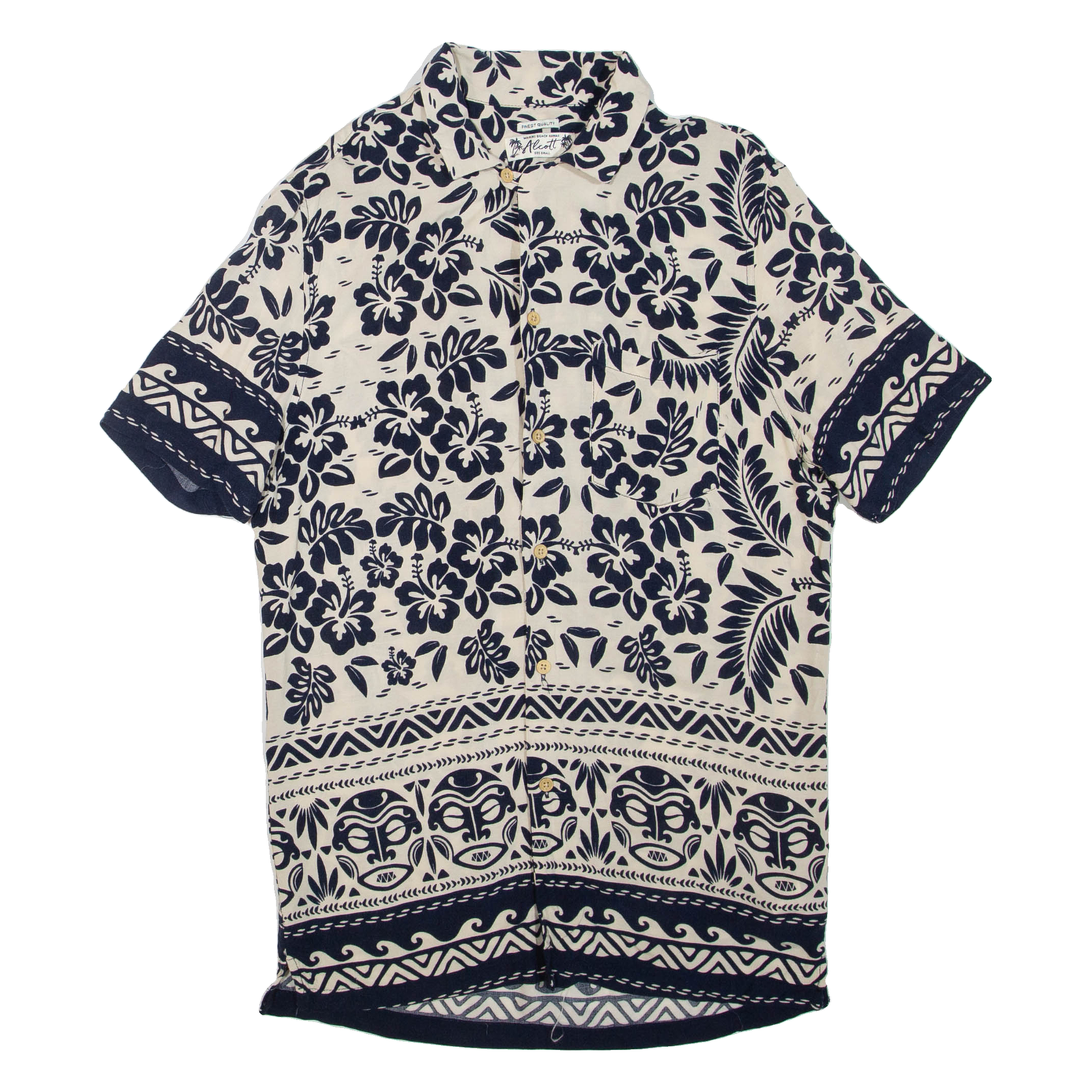 ALCOTT Mens Hawaiian Shirt Beige Floral S Refurbished - N/A refurbished available on Cerqular