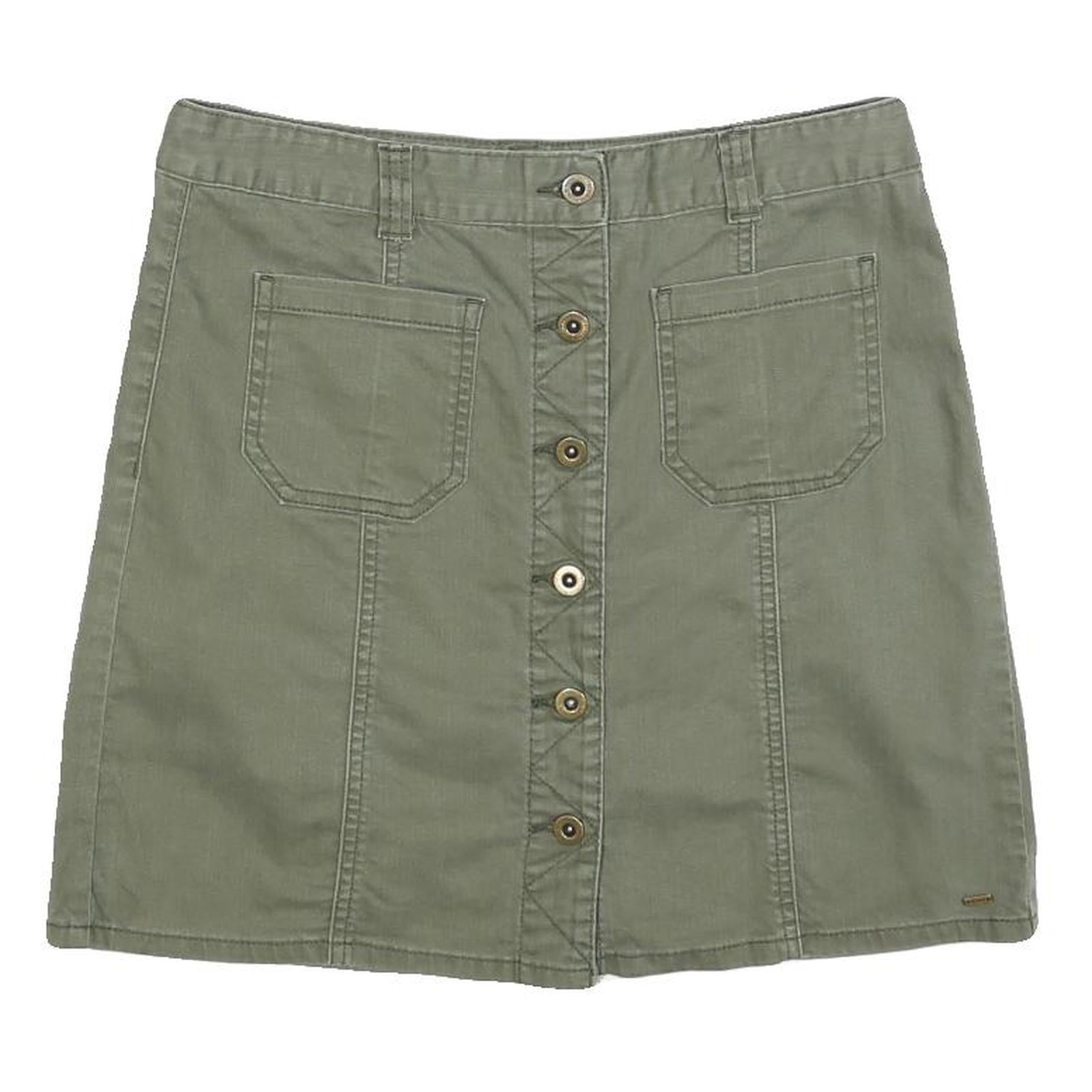 TOMMY HILFIGER Womens Green Cotton Mini Skirt Button Front Casual Pocket Design Refurbished - N/A refurbished available on Cerqular