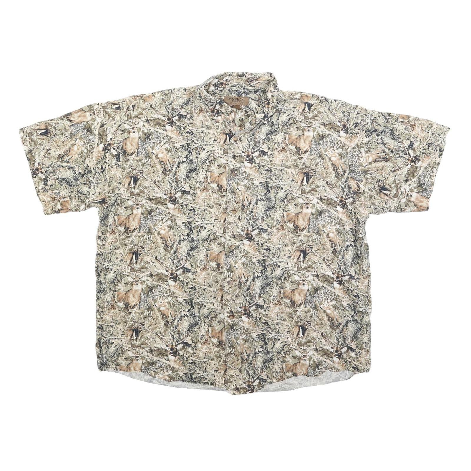 MORGAN CREEK Mens Beige & Brown Pattern Shirt XL Cotton Blend Relaxed Fit Wild Refurbished - N/A refurbished available on Cerqular
