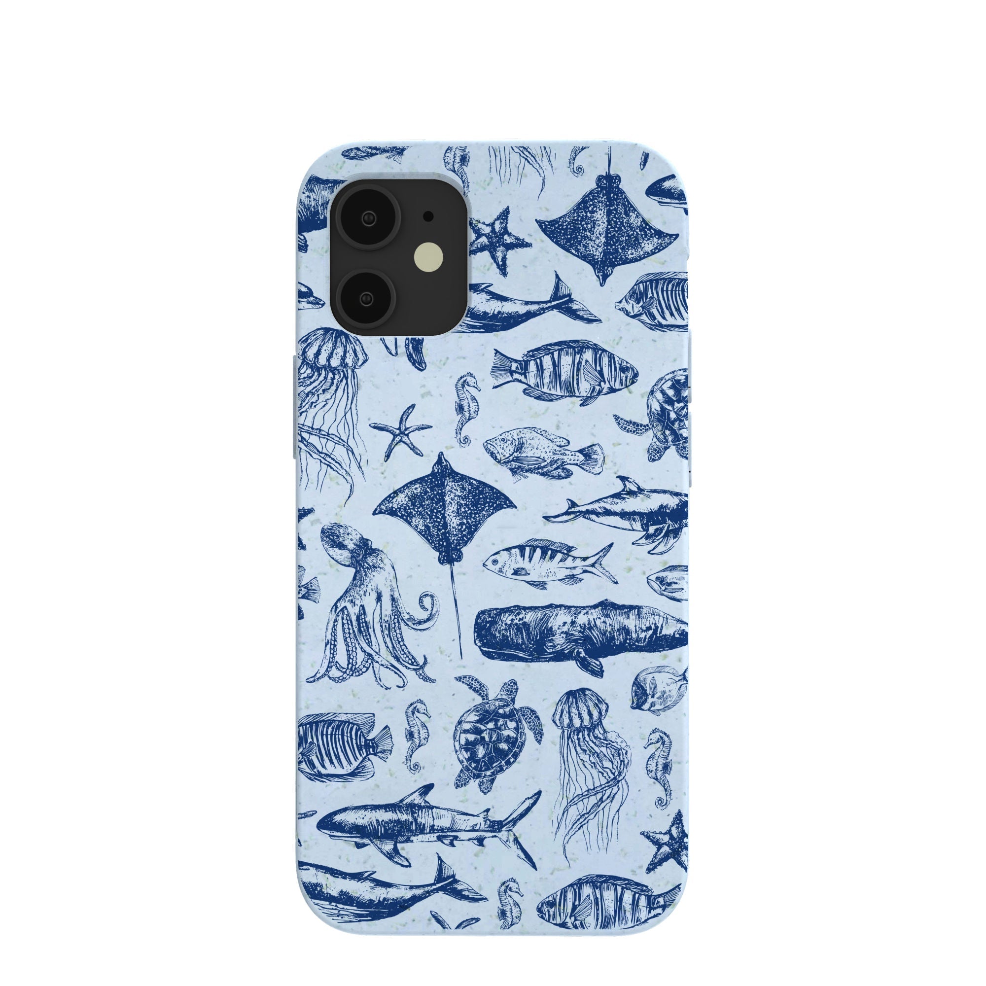 Powder Blue Marine Life iPhone 12 Mini Case Refurbished - Pela Case refurbished available on Cerqular