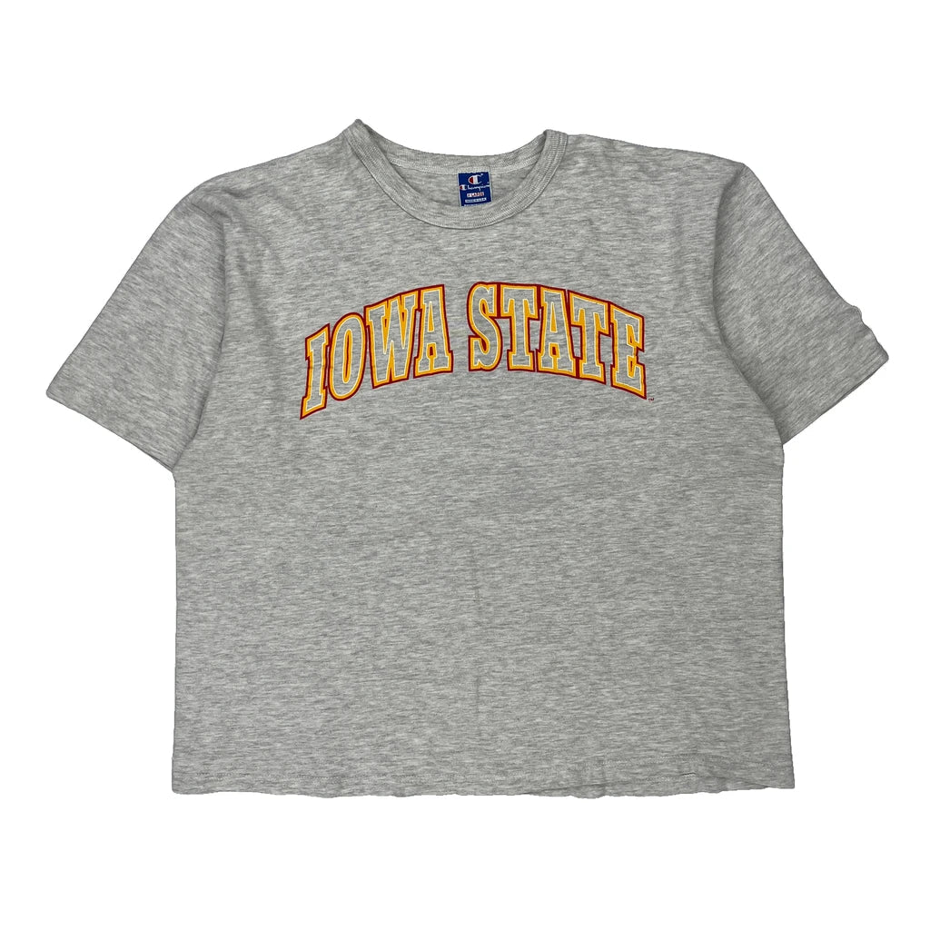 Iowa State Champion College T-Shirt - XL Grey Cotton Refurbished - Thrifted (note: this is a term often used to describe second- refurbished available on Cerqular