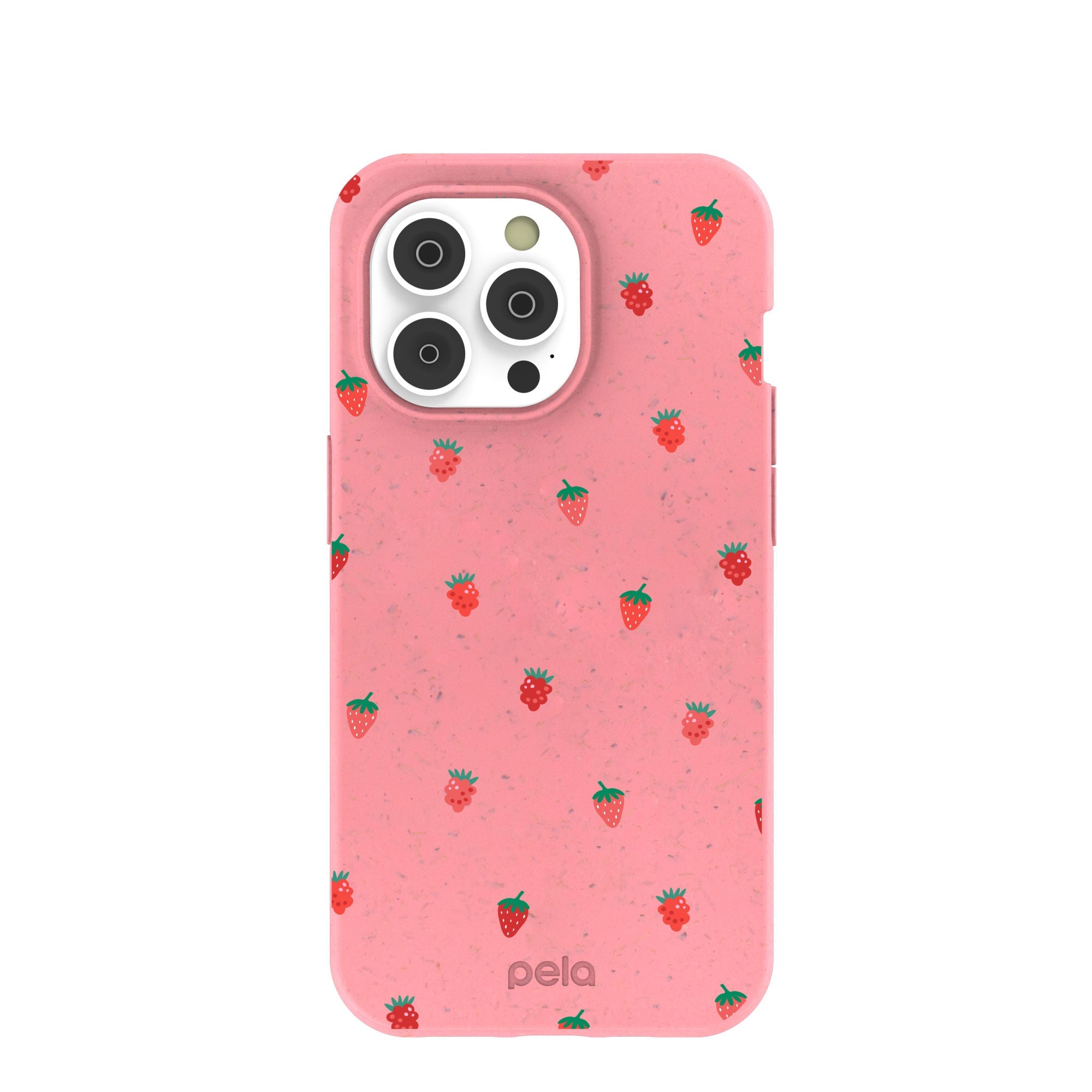 Bubblegum Pink Summer Berries iPhone 14 Pro Case Refurbished - Pela Case refurbished available on Cerqular