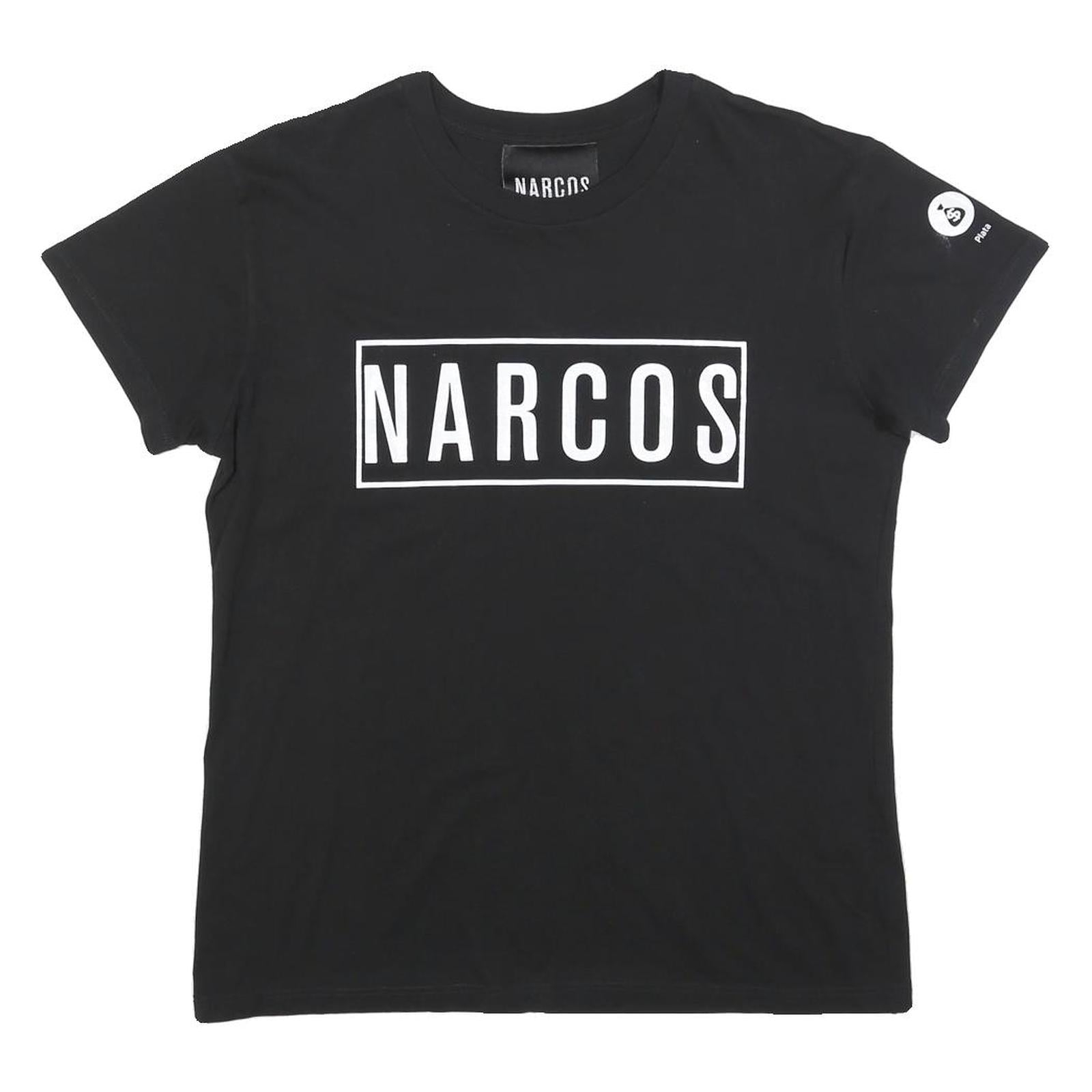 NARCOS Womens Black Graphic T-Shirt L Short Sleeve Crew Neck Logo Print Refurbished - N/A refurbished available on Cerqular