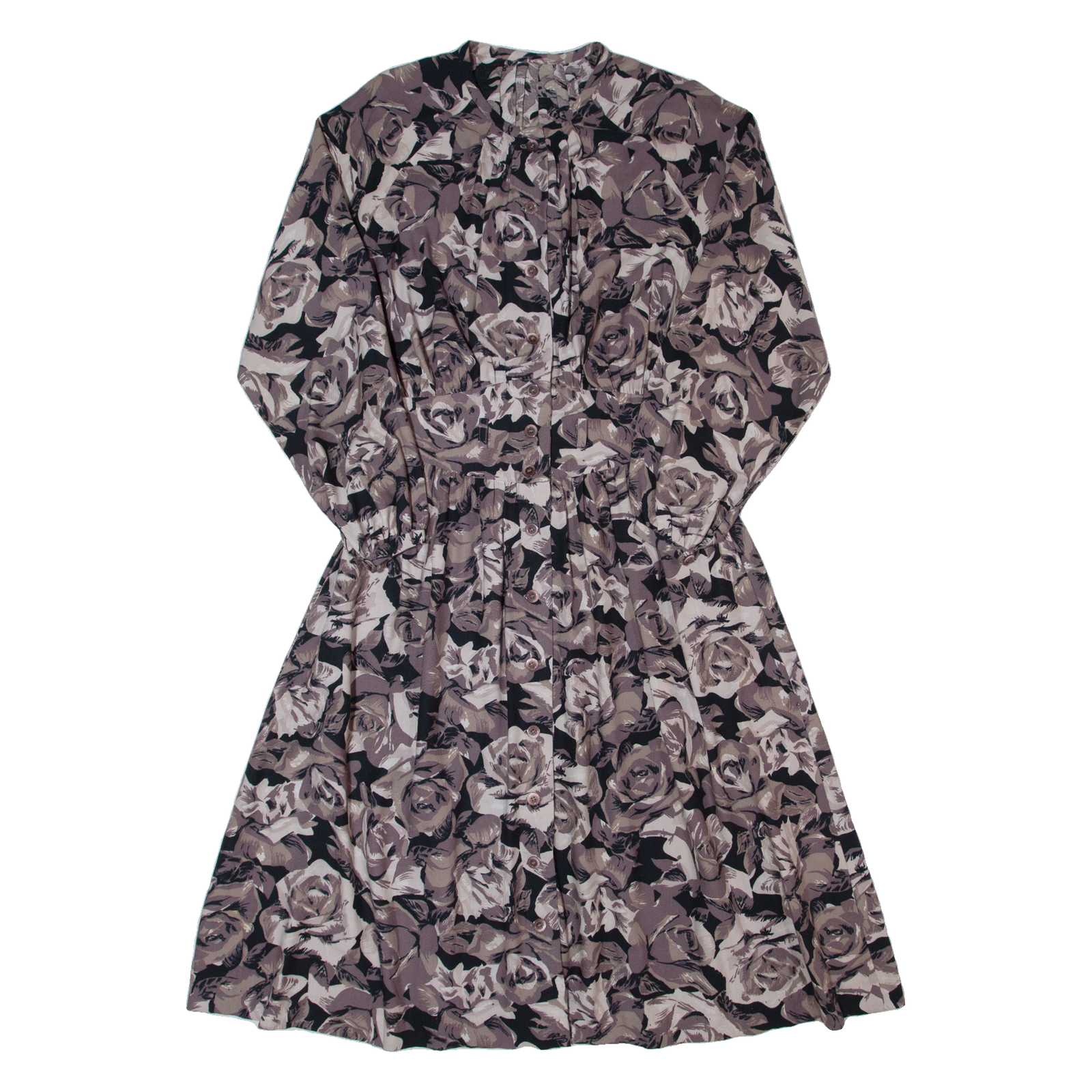 Womens A-Line Dress Grey 90s Floral Long Sleeve Long S Refurbished - N/A refurbished available on Cerqular