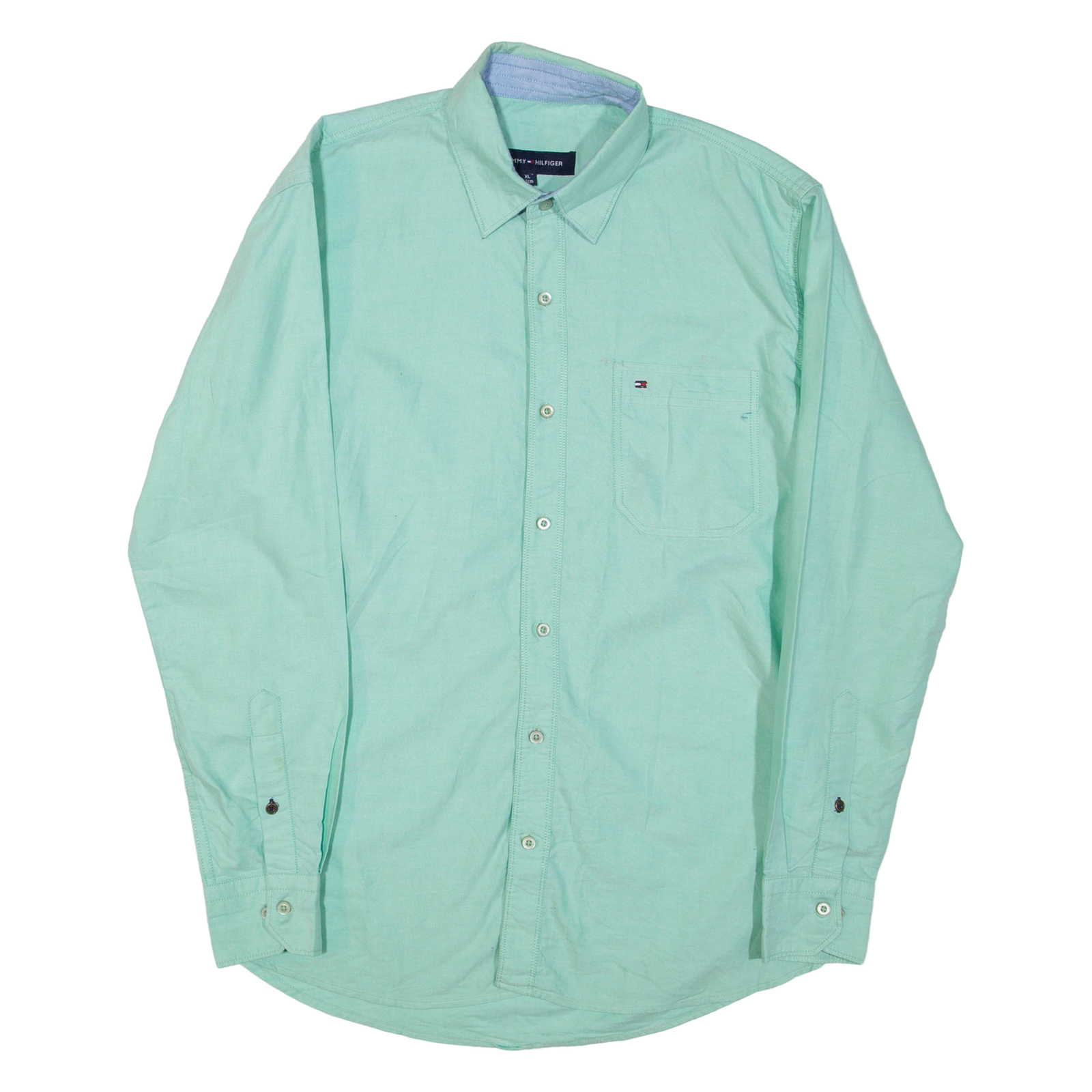 TOMMY HILFIGER Mens Plain Shirt Green Long Sleeve XL Refurbished - N/A refurbished available on Cerqular