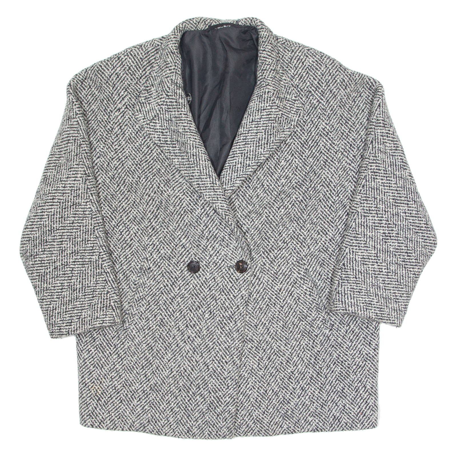 Womens Overcoat Jacket Black Wool 90s Houndstooth UK 20 Refurbished - N/A refurbished available on Cerqular