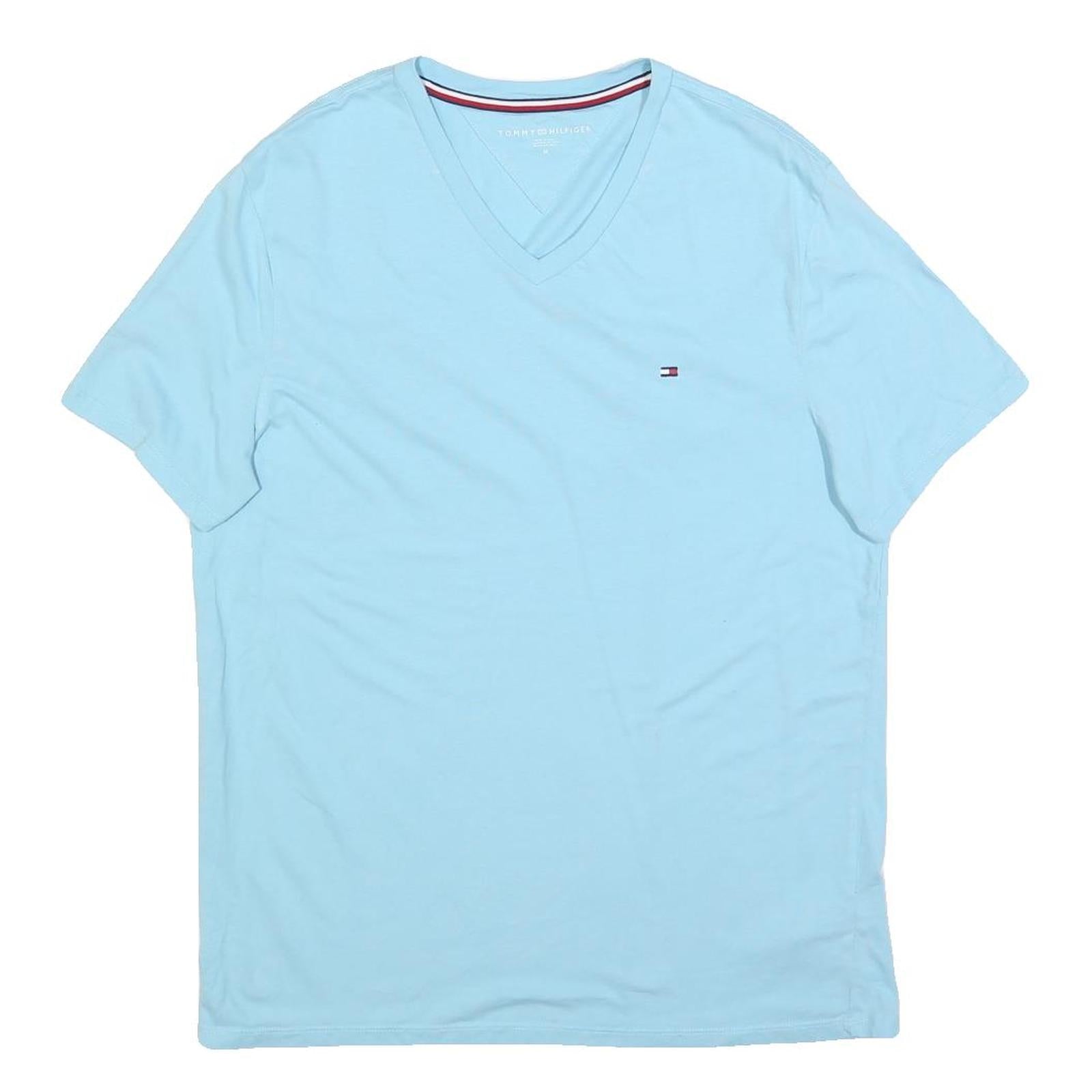 TOMMY HILFIGER Womens Blue V-Neck T-Shirt M Cotton Blend Short Sleeve Casual Refurbished - N/A refurbished available on Cerqular