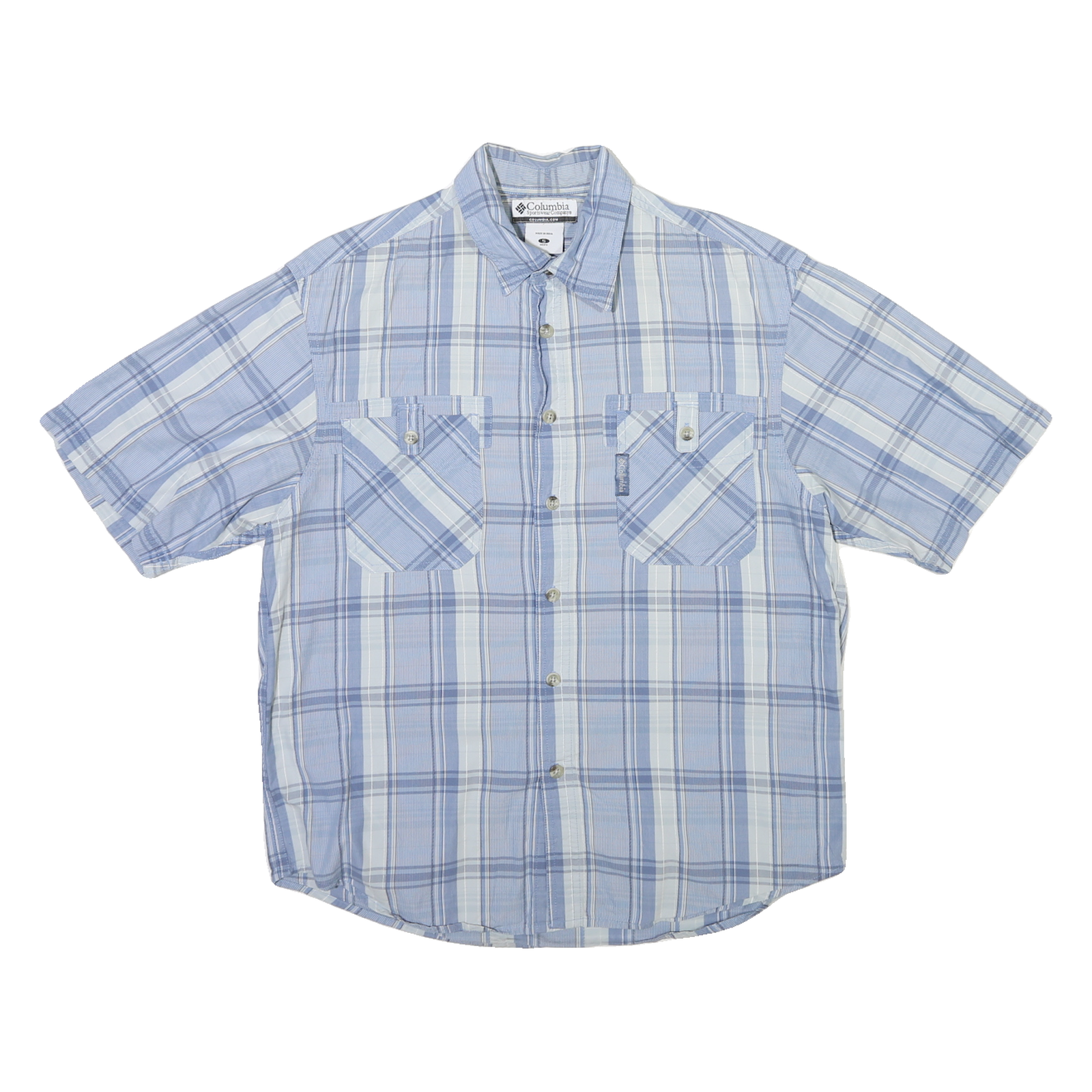 COLUMBIA Mens Blue & White Check Shirt S Cotton Blend Casual Summer Lightweight Refurbished - N/A refurbished available on Cerqular