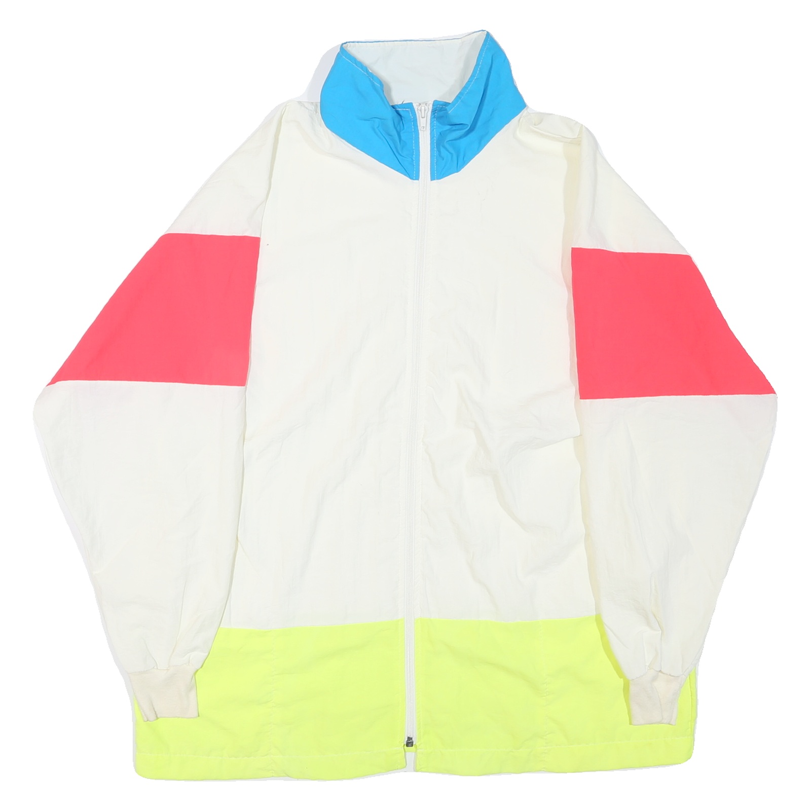 Mens White & Blue & Pink Colourblock Zip Jacket XL Polyester Blend Lightweight Refurbished - N/A refurbished available on Cerqular