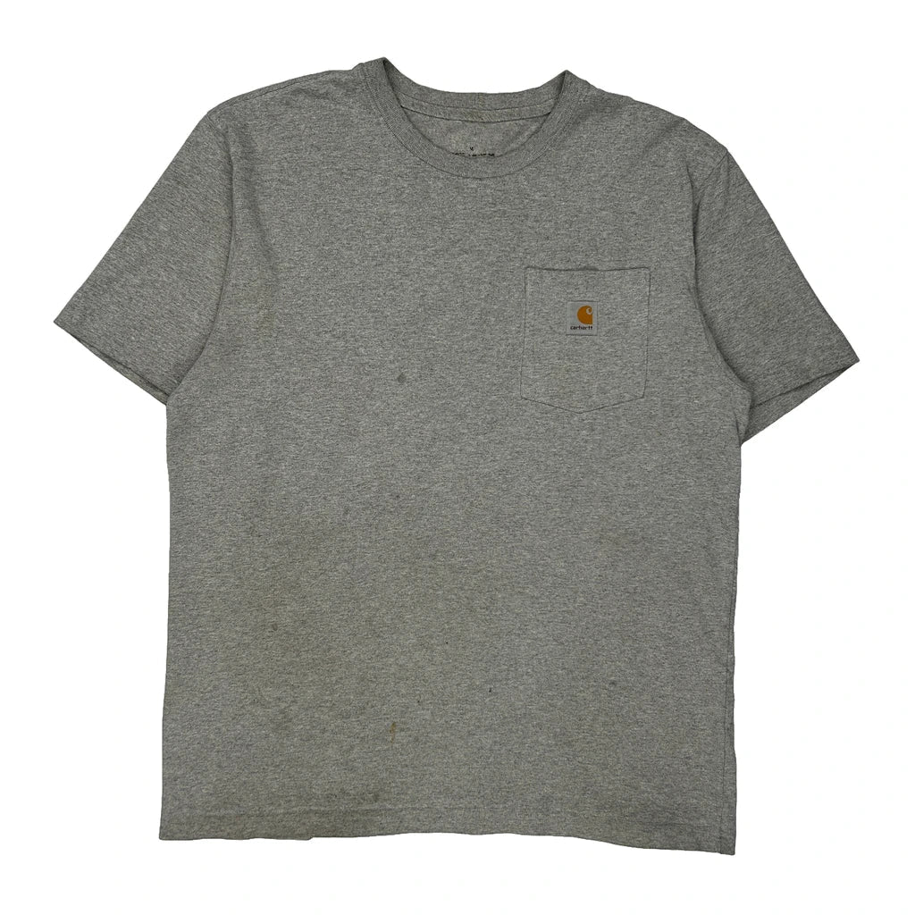 Carhartt T-Shirt - Medium Grey Cotton Refurbished - Thrifted (note: this is a term often used to describe second- refurbished available on Cerqular