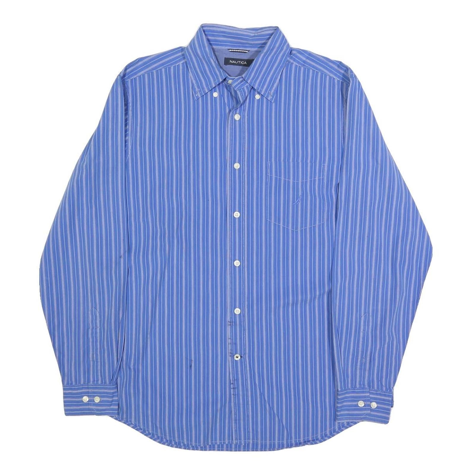 NAUTICA Mens Blue Striped Shirt M Button Down Collar Cotton Casual Refurbished - N/A refurbished available on Cerqular
