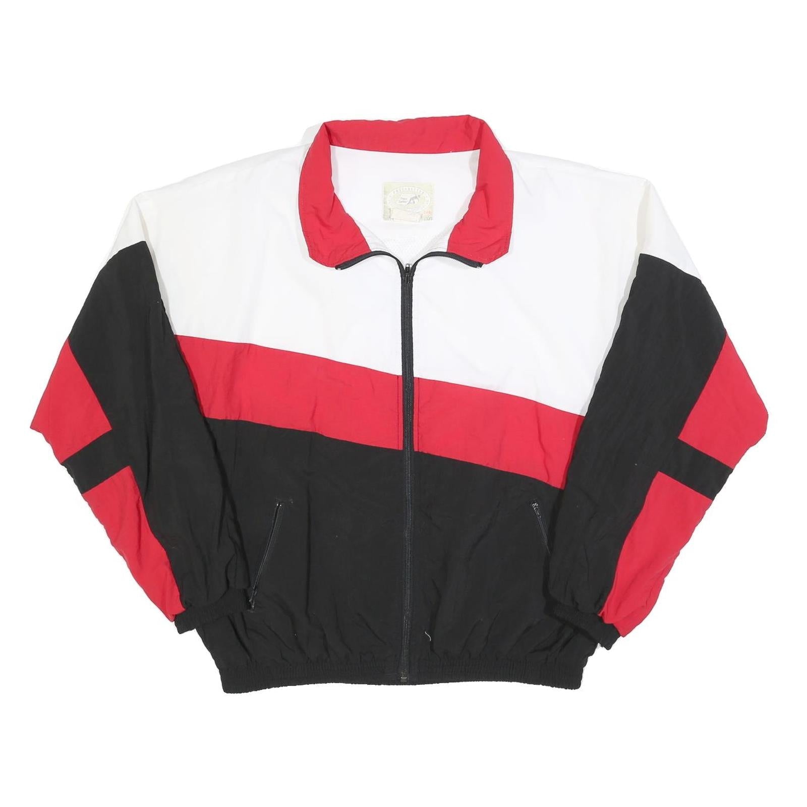 PACE SETTER Mens White & Red & Black Colour Block Jacket XL Polyester Zip Track Refurbished - N/A refurbished available on Cerqular