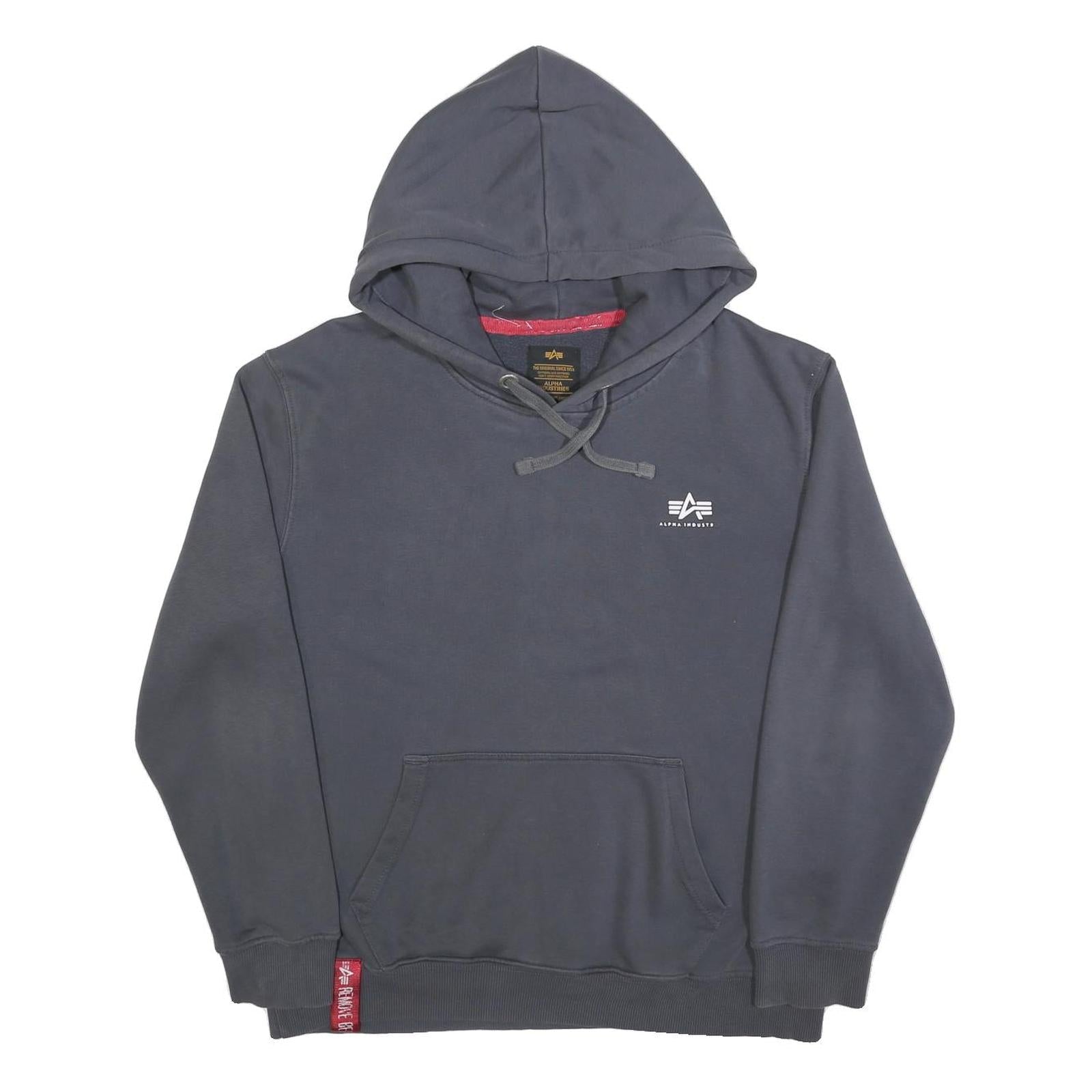 ALPHA INDUSTRIES Mens Grey Hoodie L Cotton Blend Pullover Casual Wear Refurbished - N/A refurbished available on Cerqular