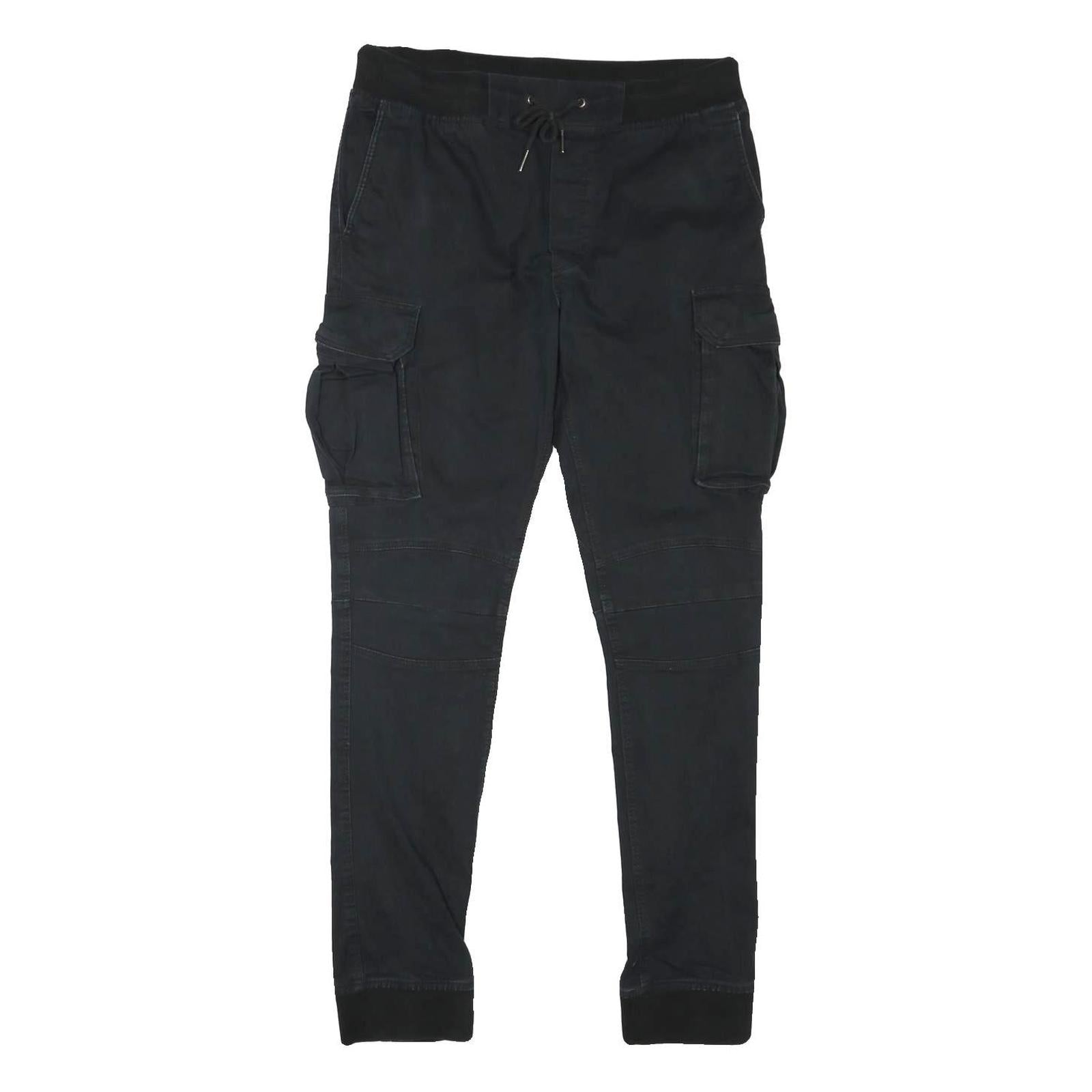 H&M Mens Cotton Blend Black Slim Cargo Trousers W31 L29 Drawstring Waist Refurbished - N/A refurbished available on Cerqular