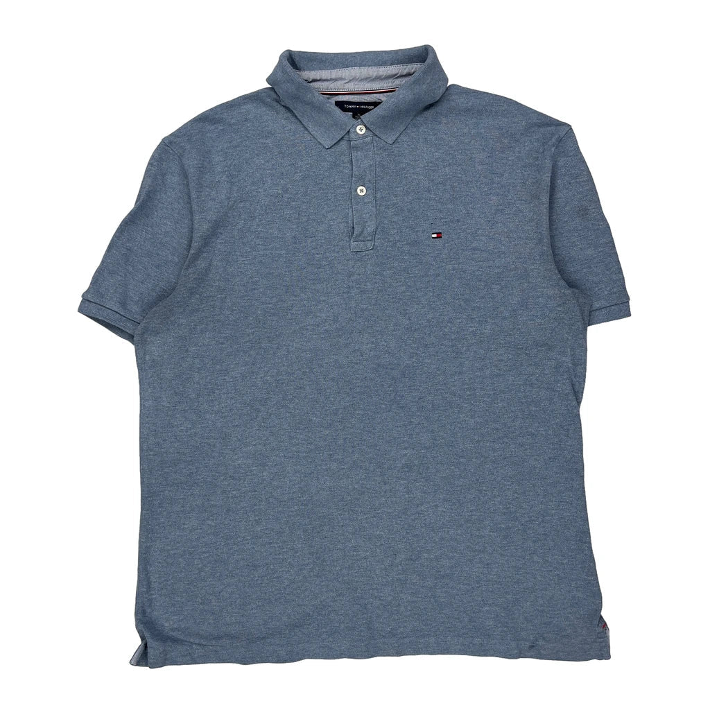 Tommy Hilfiger Polo Shirt - XL Blue Cotton Refurbished - Thrifted (note: this is a term often used to describe second- refurbished available on Cerqular