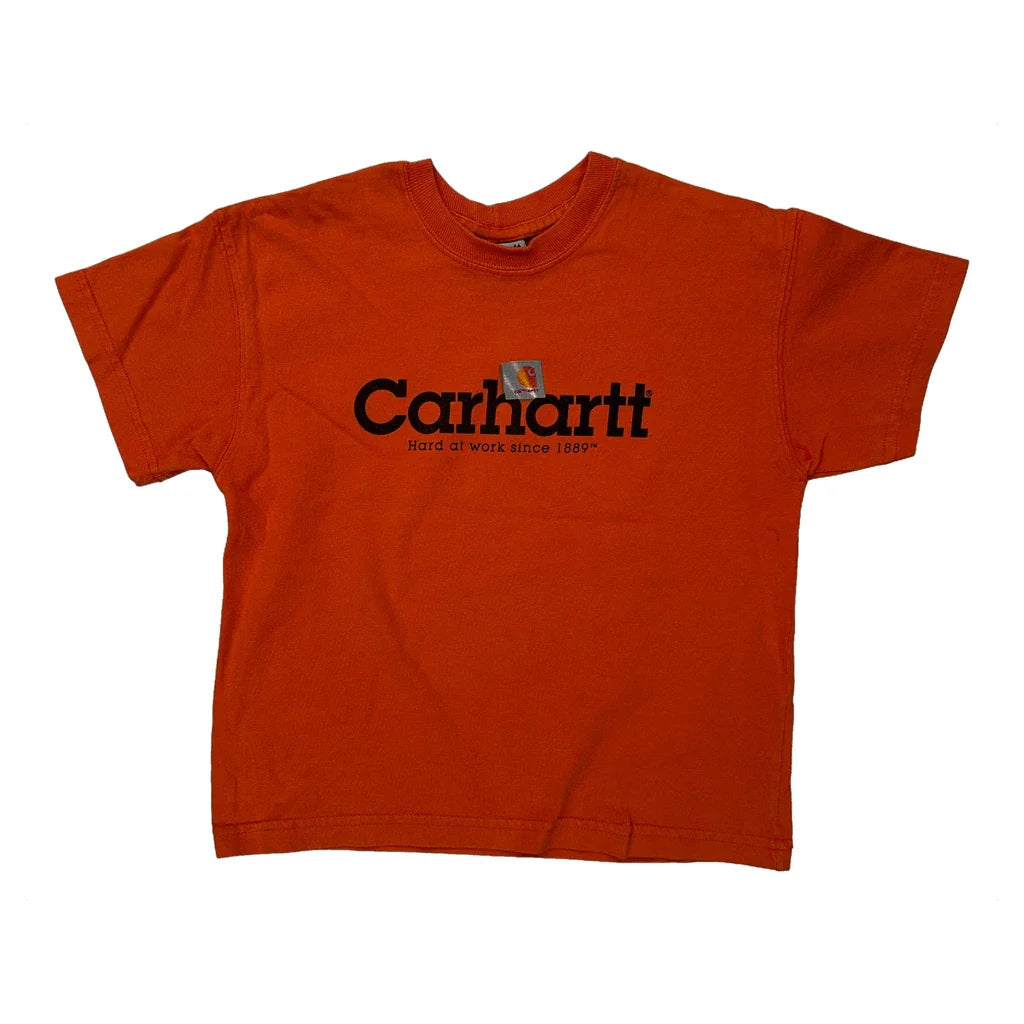 Age 4-5 Carhartt T-Shirt - XS Orange Cotton Refurbished - Thrifted (note: this is a term often used to describe second- refurbished available on Cerqular