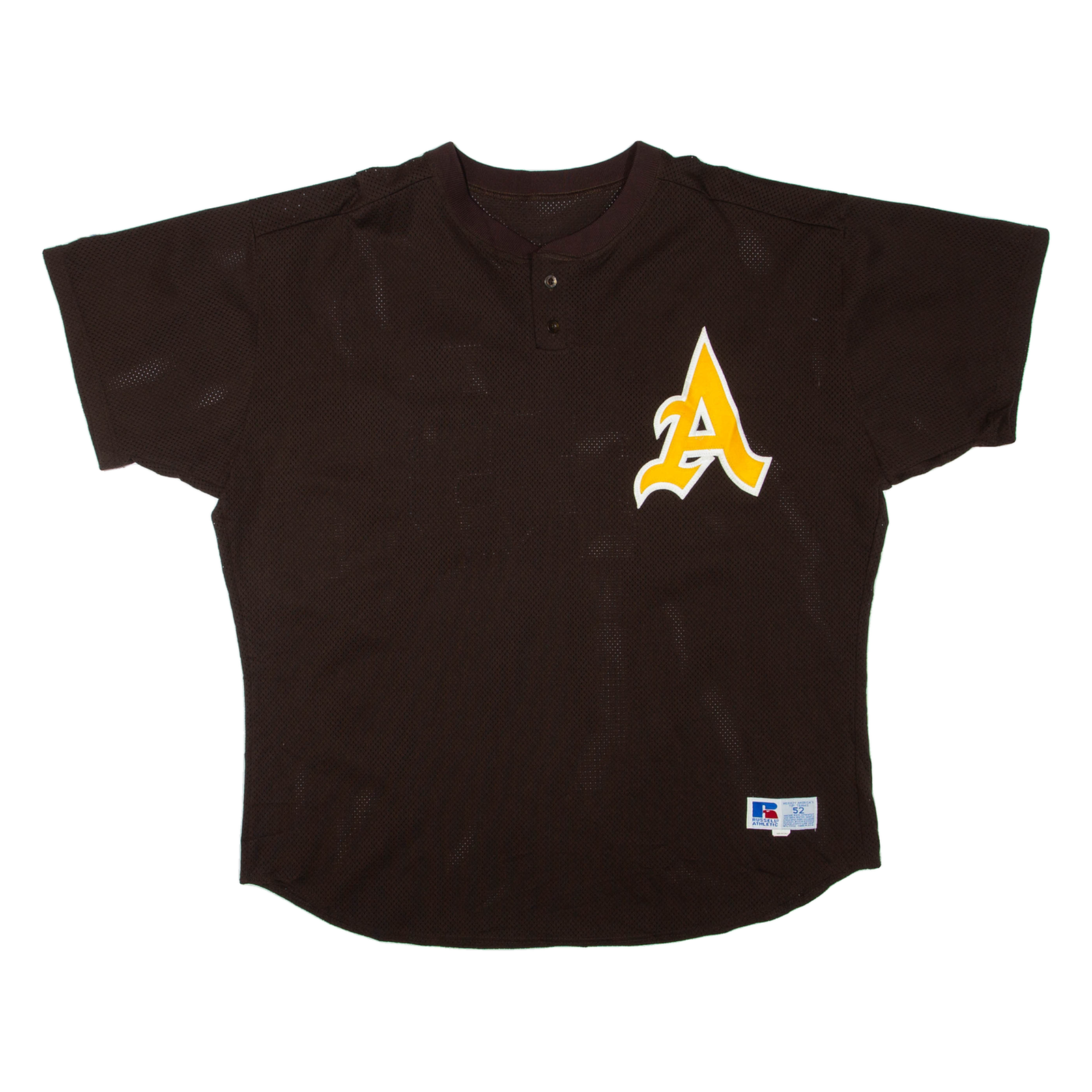 RUSSELL ATHLETIC Mens Jersey Brown Button Neck XL Refurbished - N/A refurbished available on Cerqular
