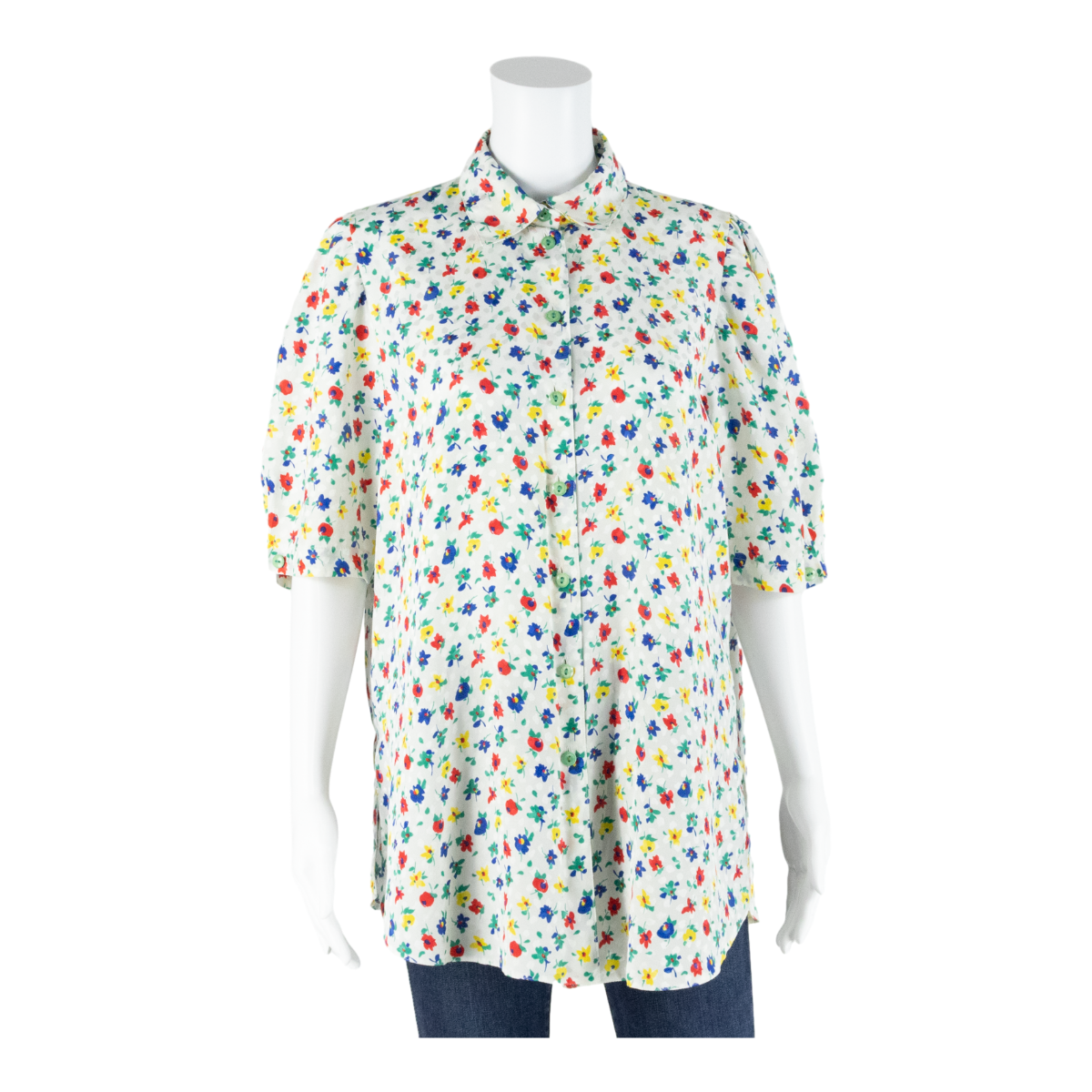 EIFIE Womens Blouse Shirt White Collared Floral M Refurbished - N/A refurbished available on Cerqular