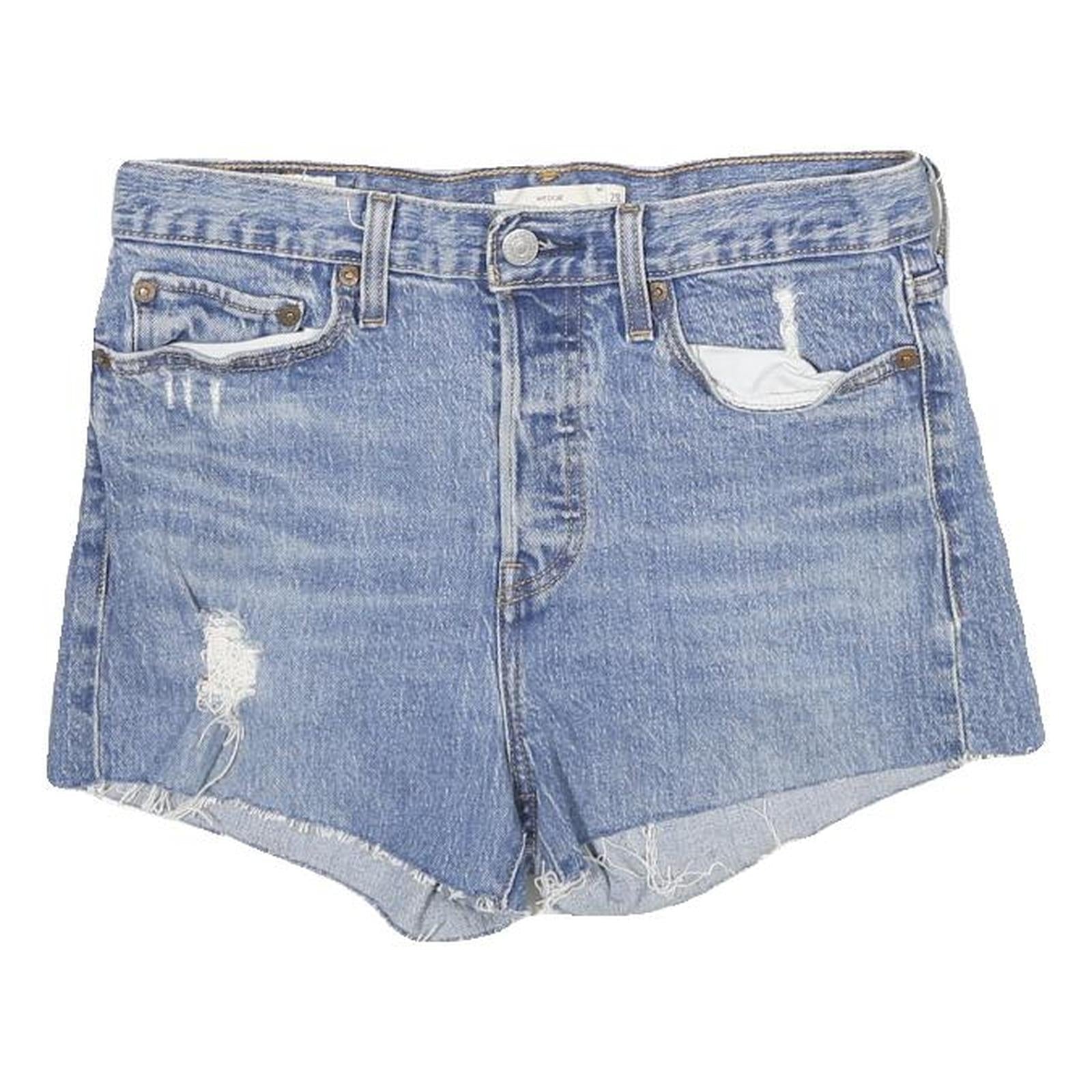 LEVI'S Womens Denim Blue Casual Shorts S W28 Distressed Raw Hem Refurbished - N/A refurbished available on Cerqular