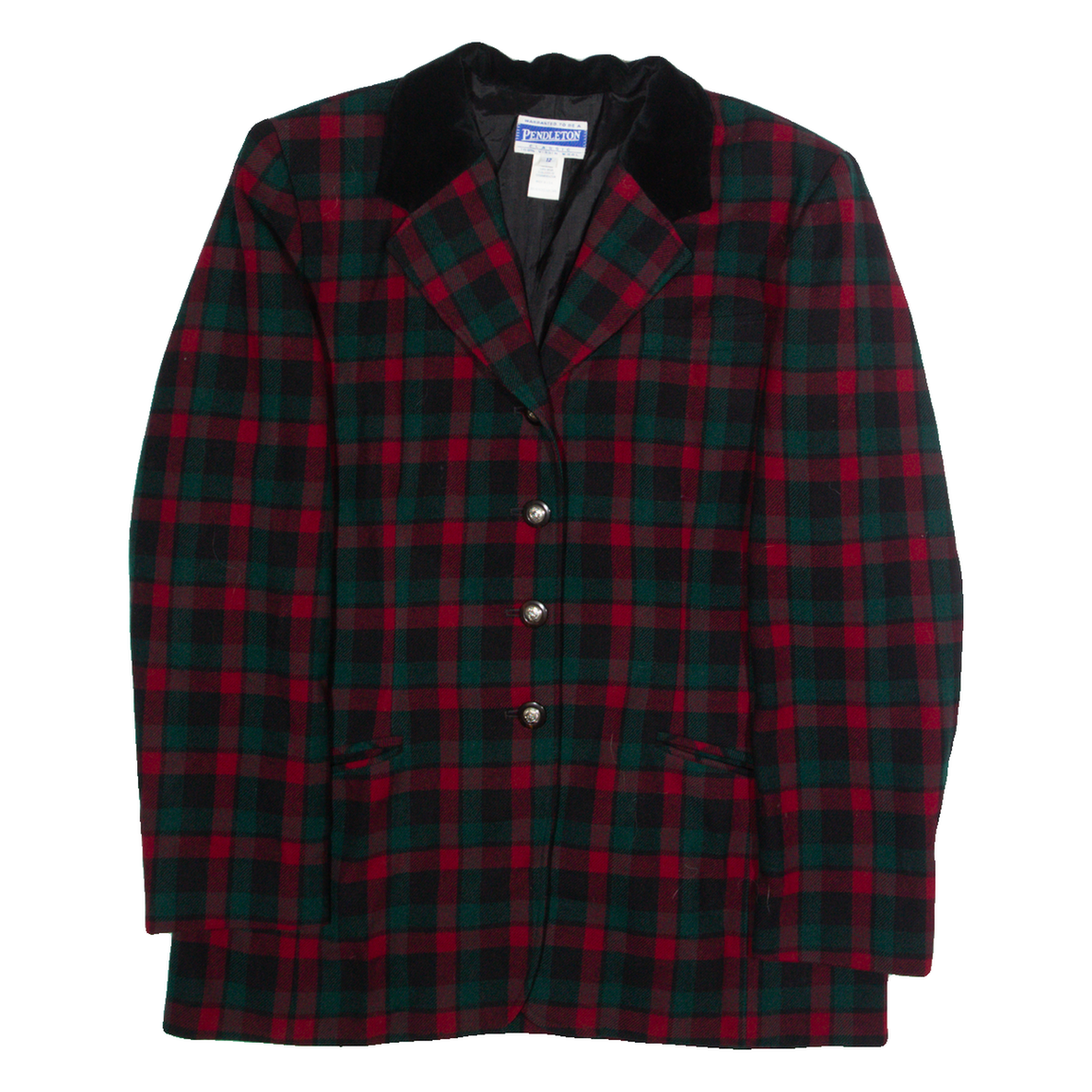 PENDLETON Womens Blazer Jacket Red Wool Plaid L Refurbished - N/A refurbished available on Cerqular