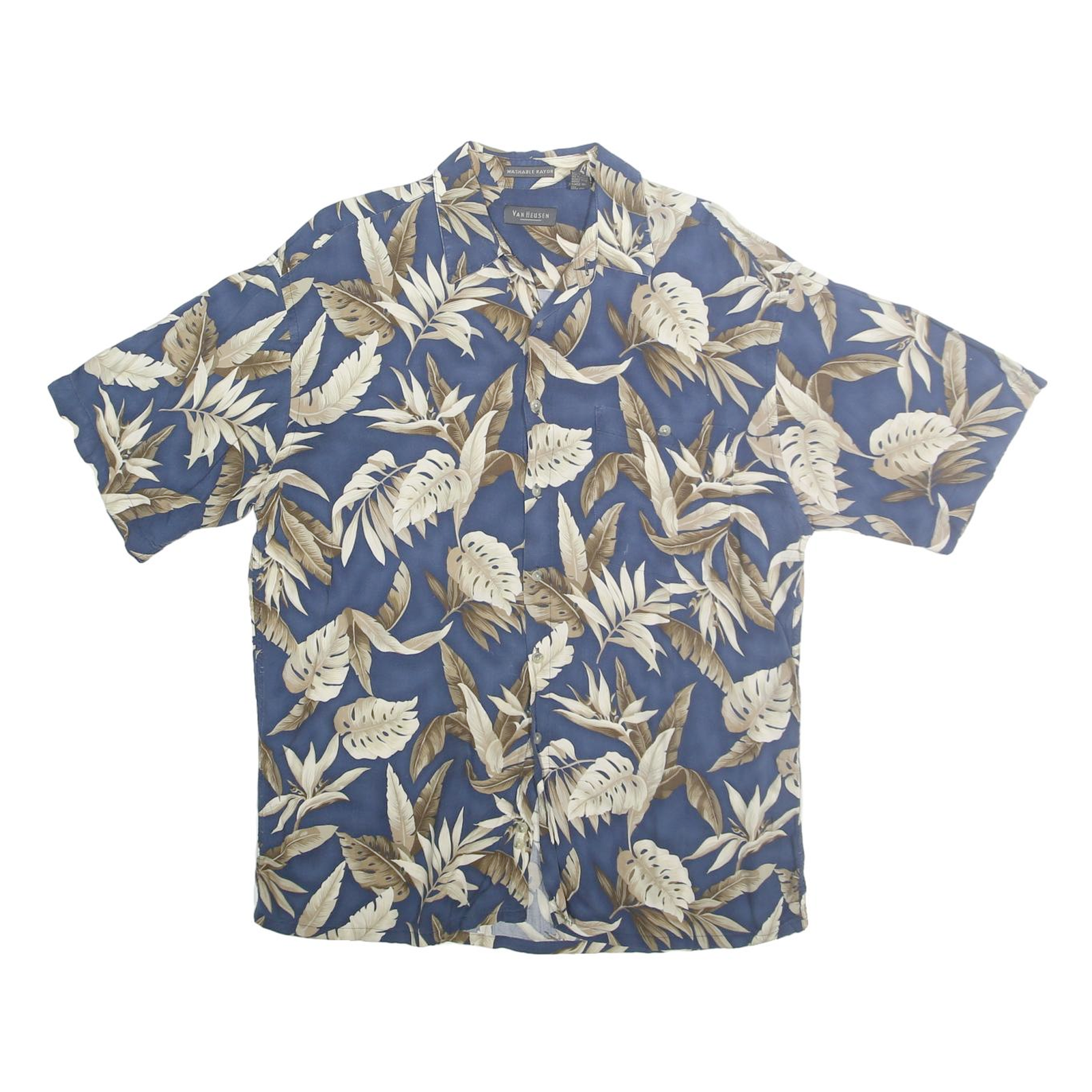 Buy VAN HEUSEN Mens Blue Cream Leaf Pattern Rayon Shirt M Tropical Casual Short Refurbished - $29.89 VAN HEUSEN Mens Blue Cream Leaf Pattern Rayon Shirt M Tropical Casual Short Refurbished - N/A refurbished available on Cerqular