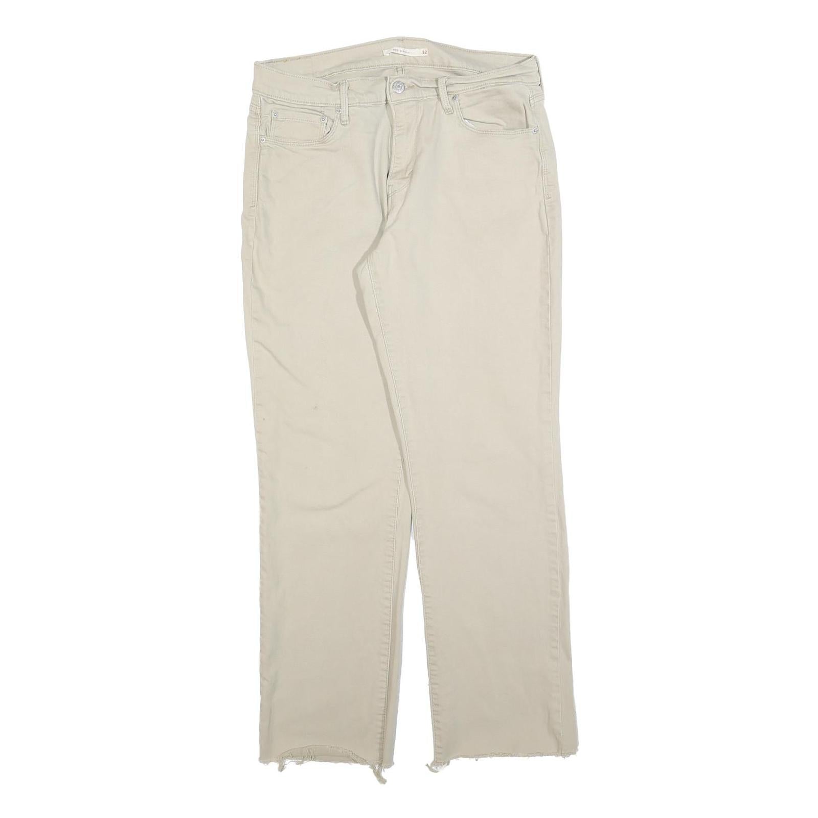 LEVI'S Womens Beige Regular Fit Straight Denim Jeans W32 L29 Frayed Hem Refurbished - N/A refurbished available on Cerqular