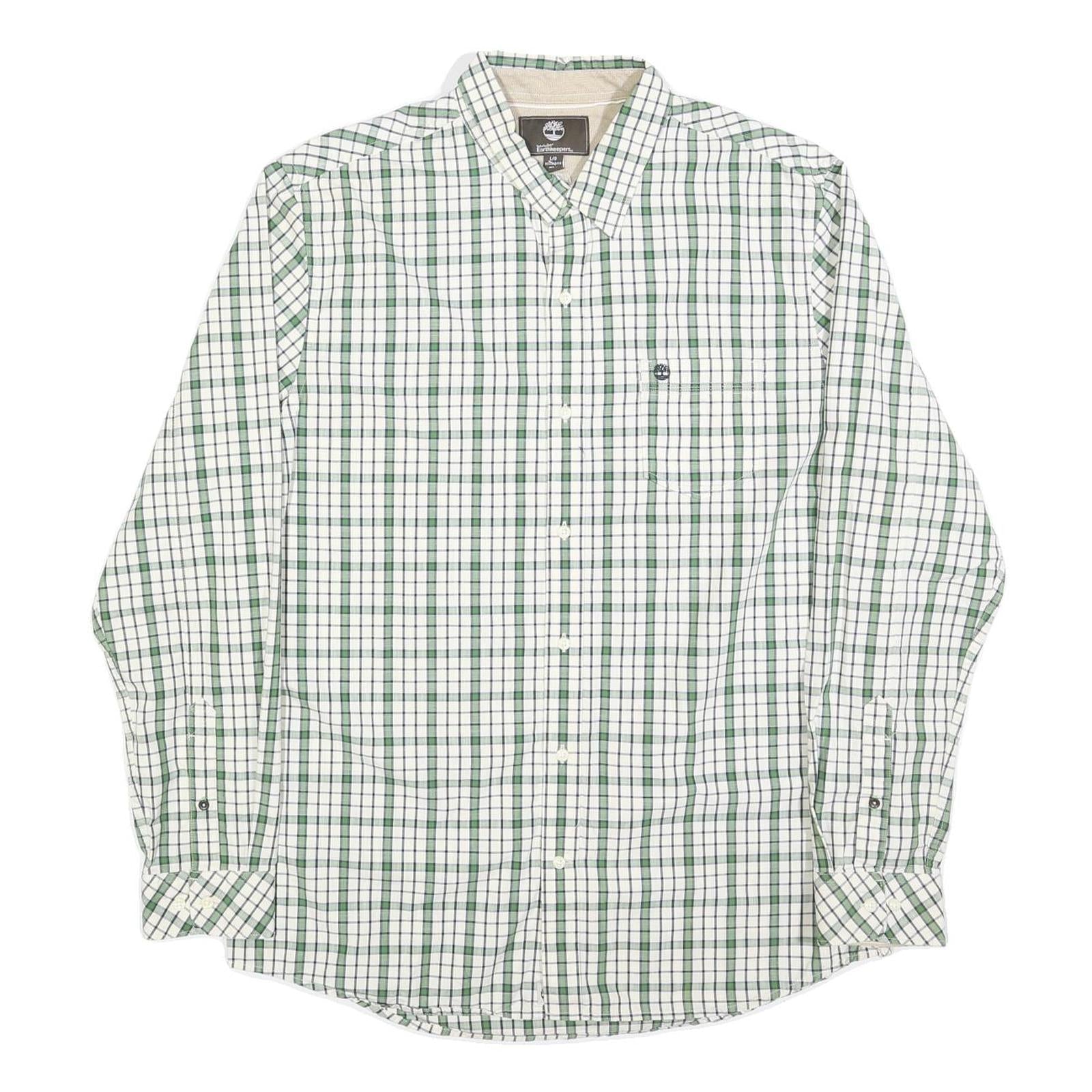 TIMBERLAND Mens Green & White Check Shirt L Long Sleeve Cotton Classic Refurbished - N/A refurbished available on Cerqular