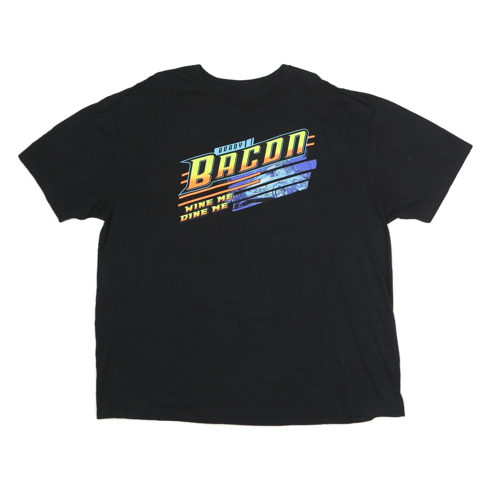 Mens Black Brady II Bacon Graphic T-Shirt 2XL Short Sleeve Crew Neck Racing Refurbished - N/A refurbished available on Cerqular