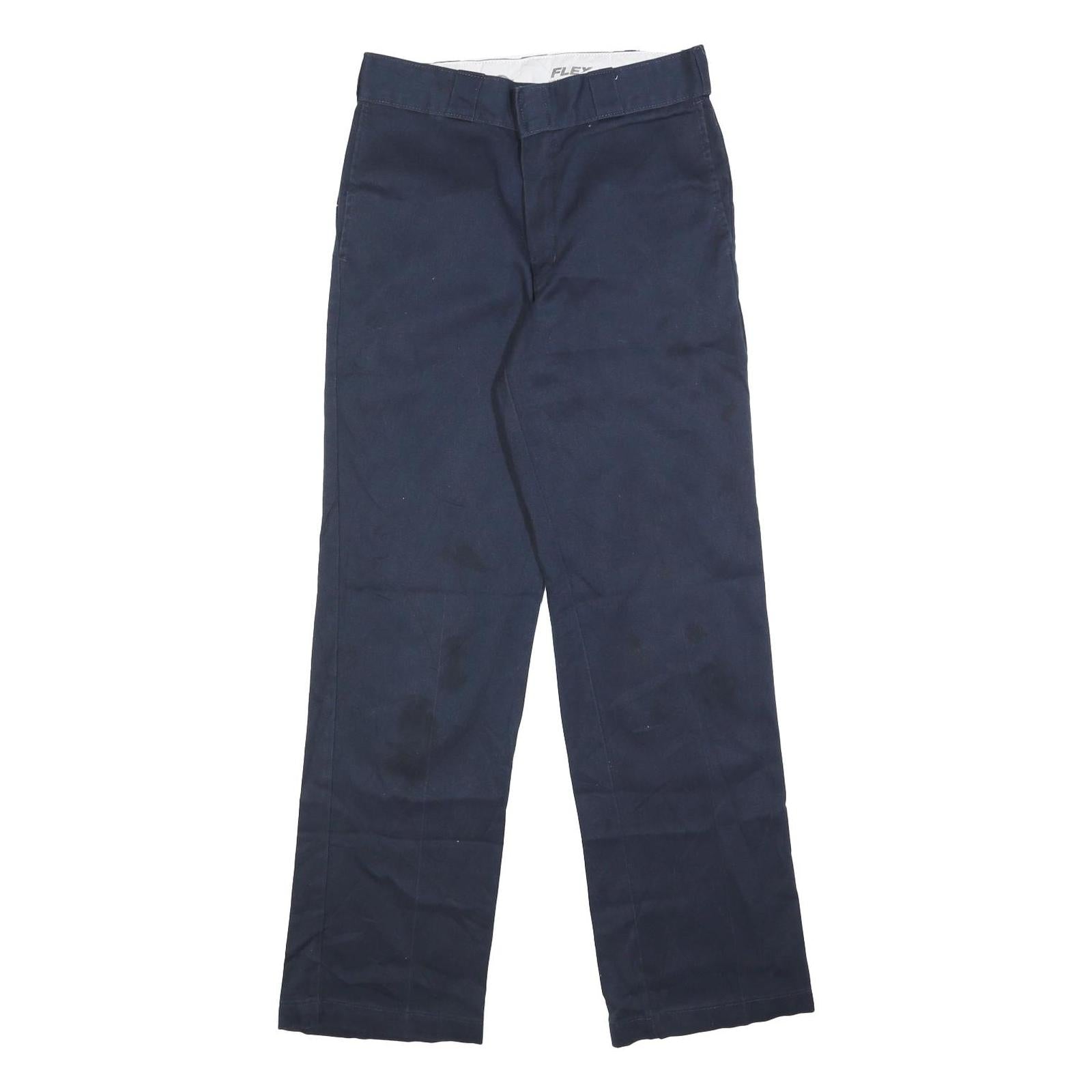 DICKIES Mens Cotton Blend Navy Blue Regular Fit Straight Leg Trousers W30 L32 Refurbished - N/A refurbished available on Cerqular