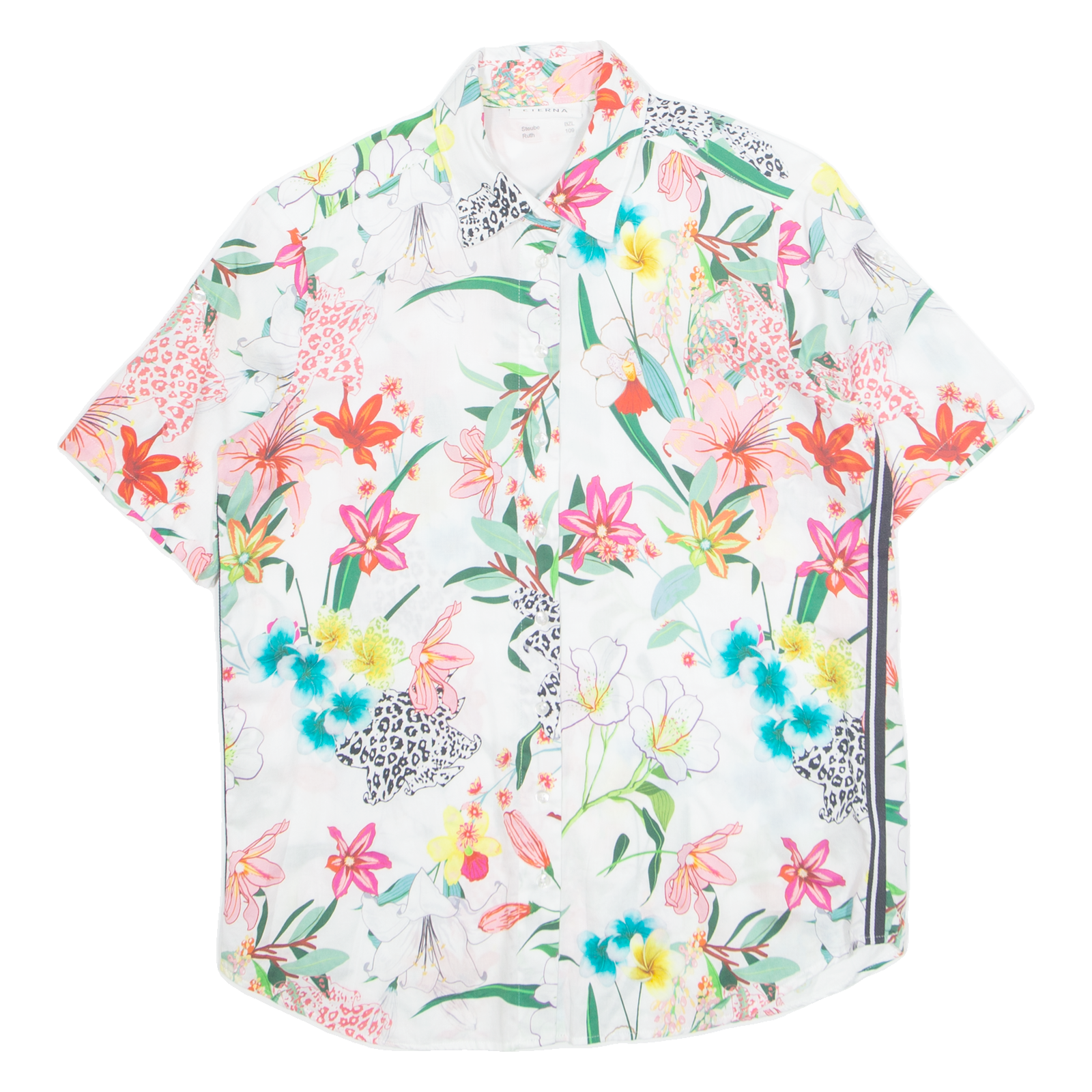 ETERNA Womens Printed Shirt White Collared Floral S Refurbished - N/A refurbished available on Cerqular