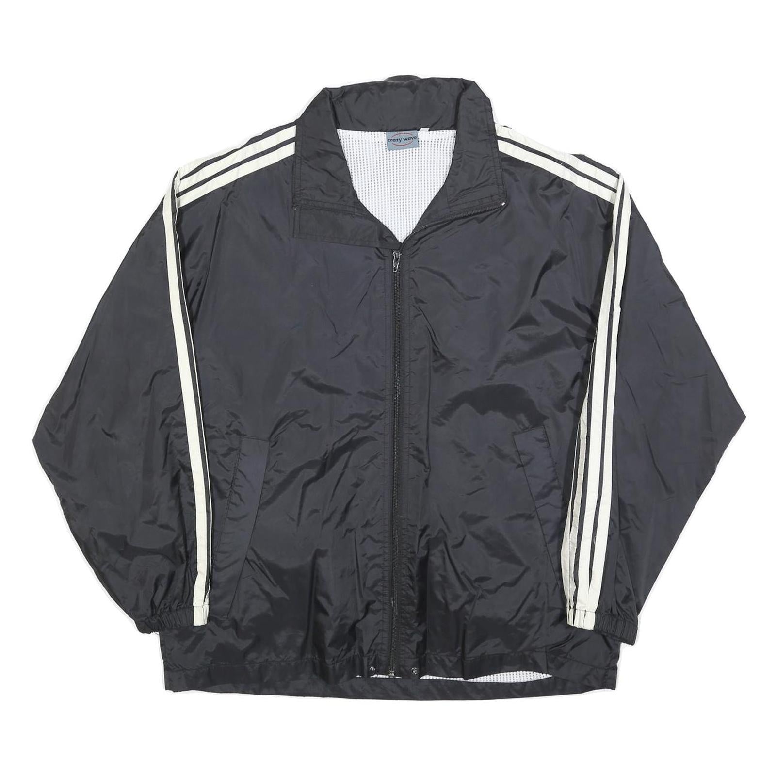 CRAZY WAVE Mens Black & Cream Retro Sports Zip Jacket Polyester Blend S Refurbished - N/A refurbished available on Cerqular