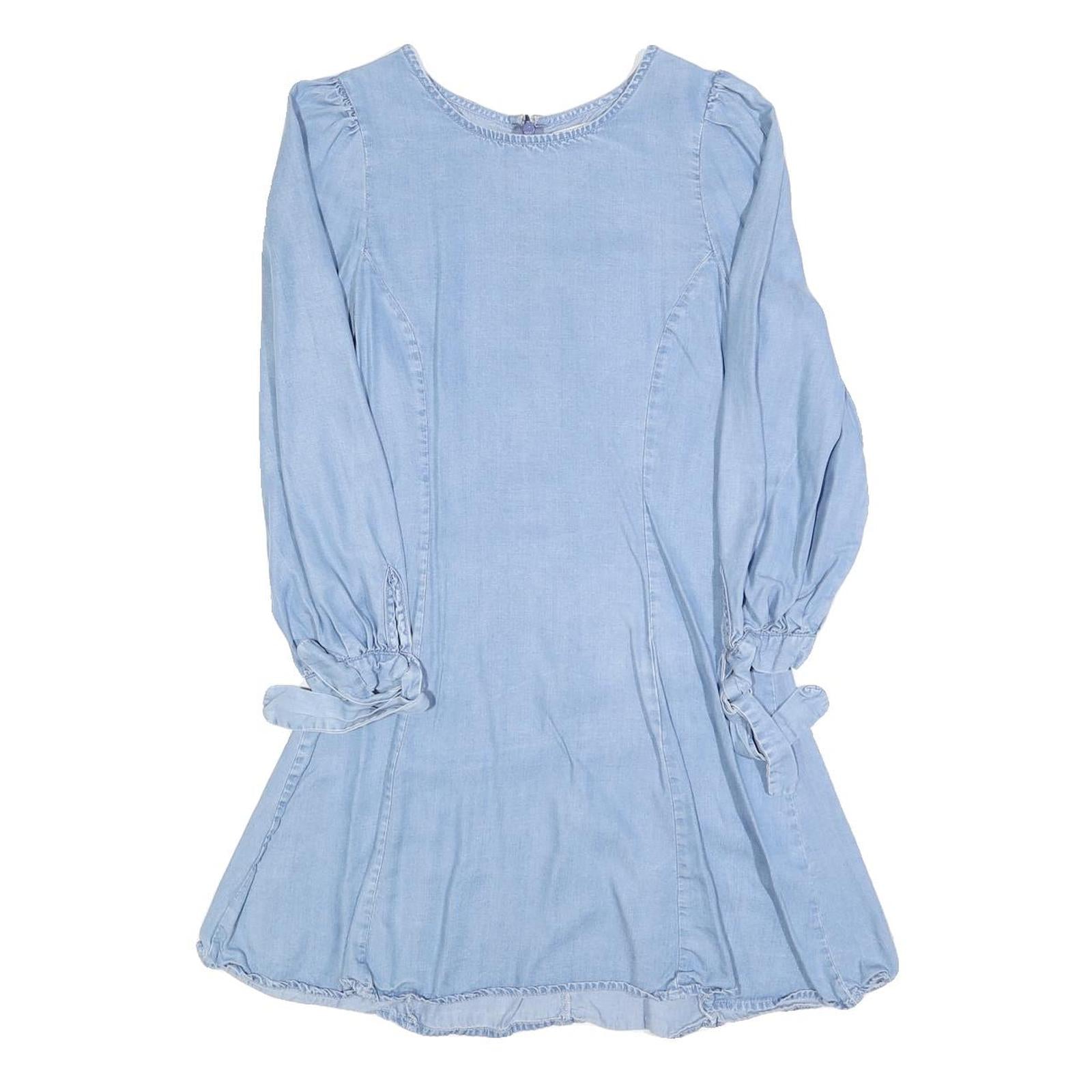 ZARA Womens Blue Denim Fit & Flare Cotton Blend Dress Long Sleeve XS Casual Refurbished - N/A refurbished available on Cerqular