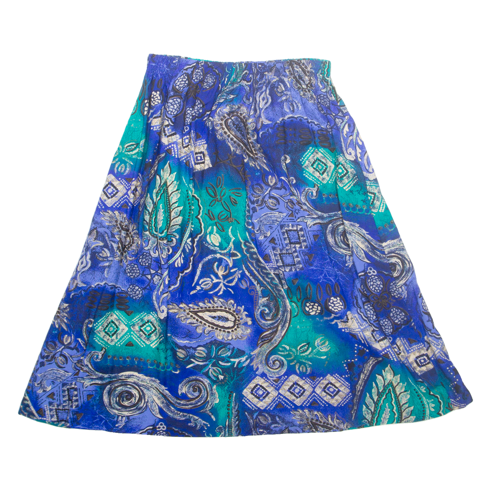 Womens A-Line Skirt Blue Knee Length Paisley S Refurbished - N/A refurbished available on Cerqular