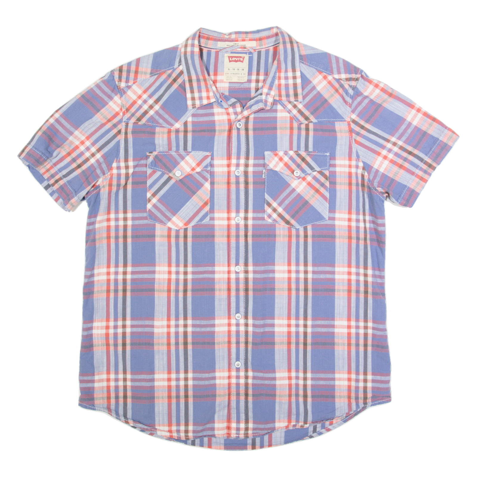 LEVI'S Slim Fit Mens Shirt Blue Check XL Refurbished - N/A refurbished available on Cerqular