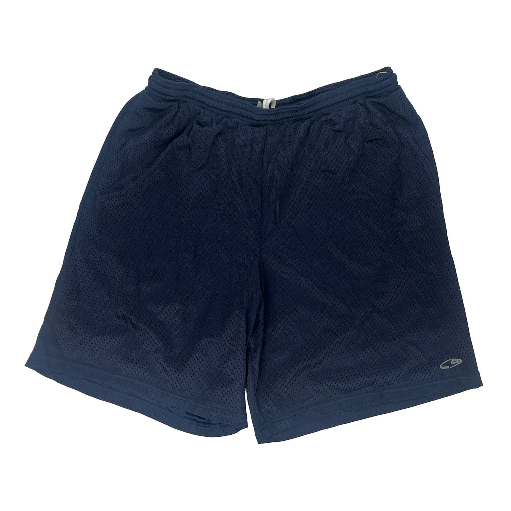 Champion Sport Shorts - Medium Navy Polyester Refurbished - Thrifted (note: this is a term often used to describe second- refurbished available on Cerqular