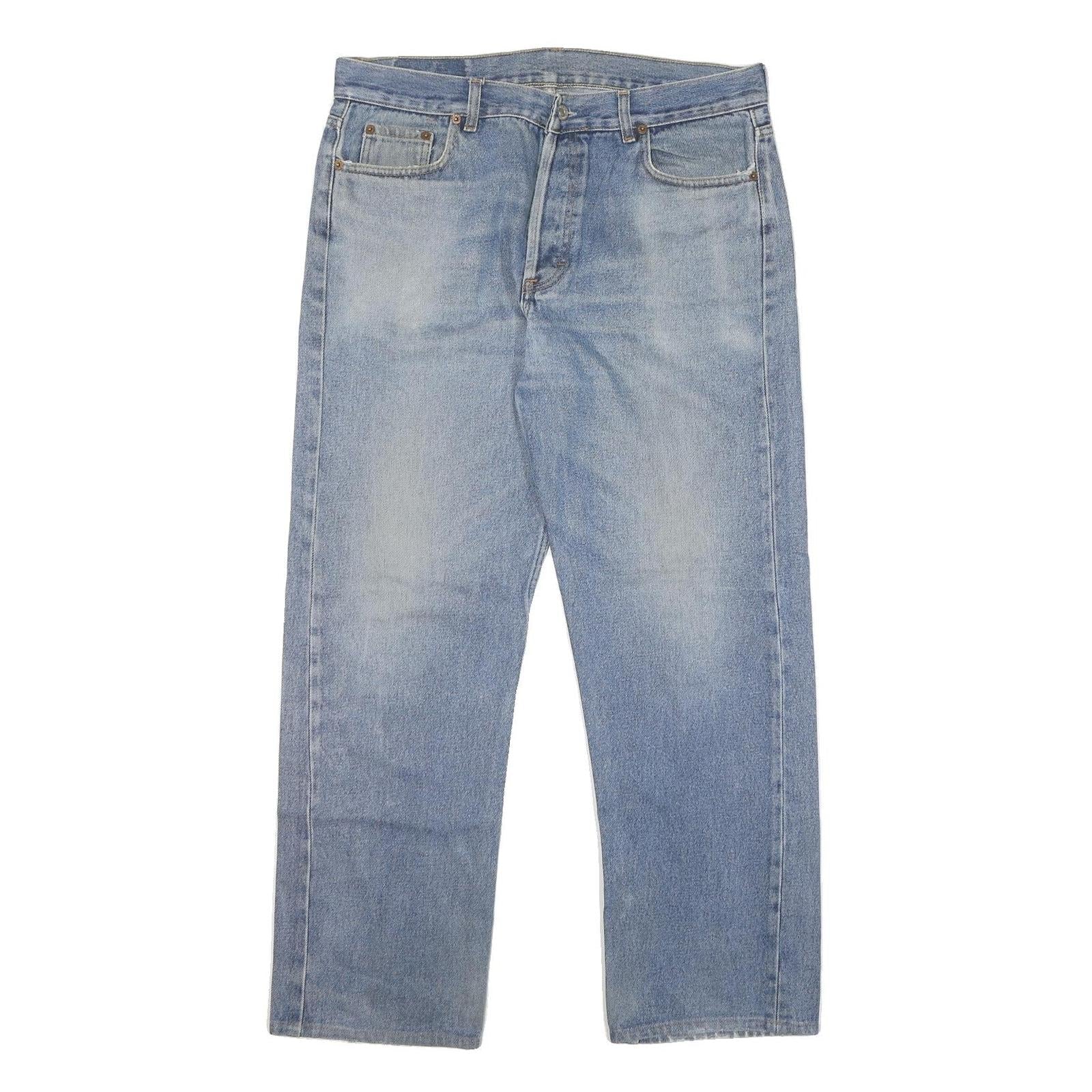 LEVI'S 501 Mens Jeans Blue Regular Straight Denim Medium W34 L29 Classic Button Refurbished - N/A refurbished available on Cerqular