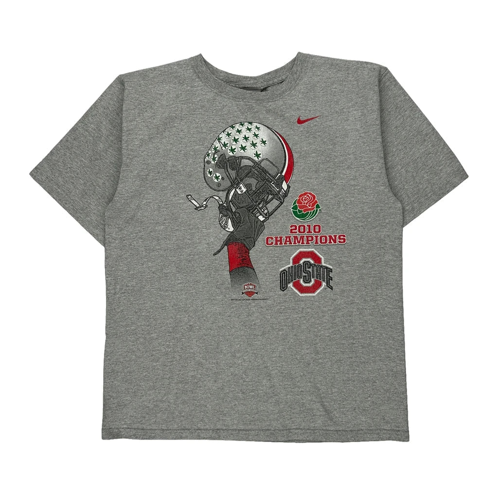 Ohio State Nike Graphic T-Shirt - Large Grey Cotton Refurbished - Thrifted (note: this is a term often used to describe second- refurbished available on Cerqular