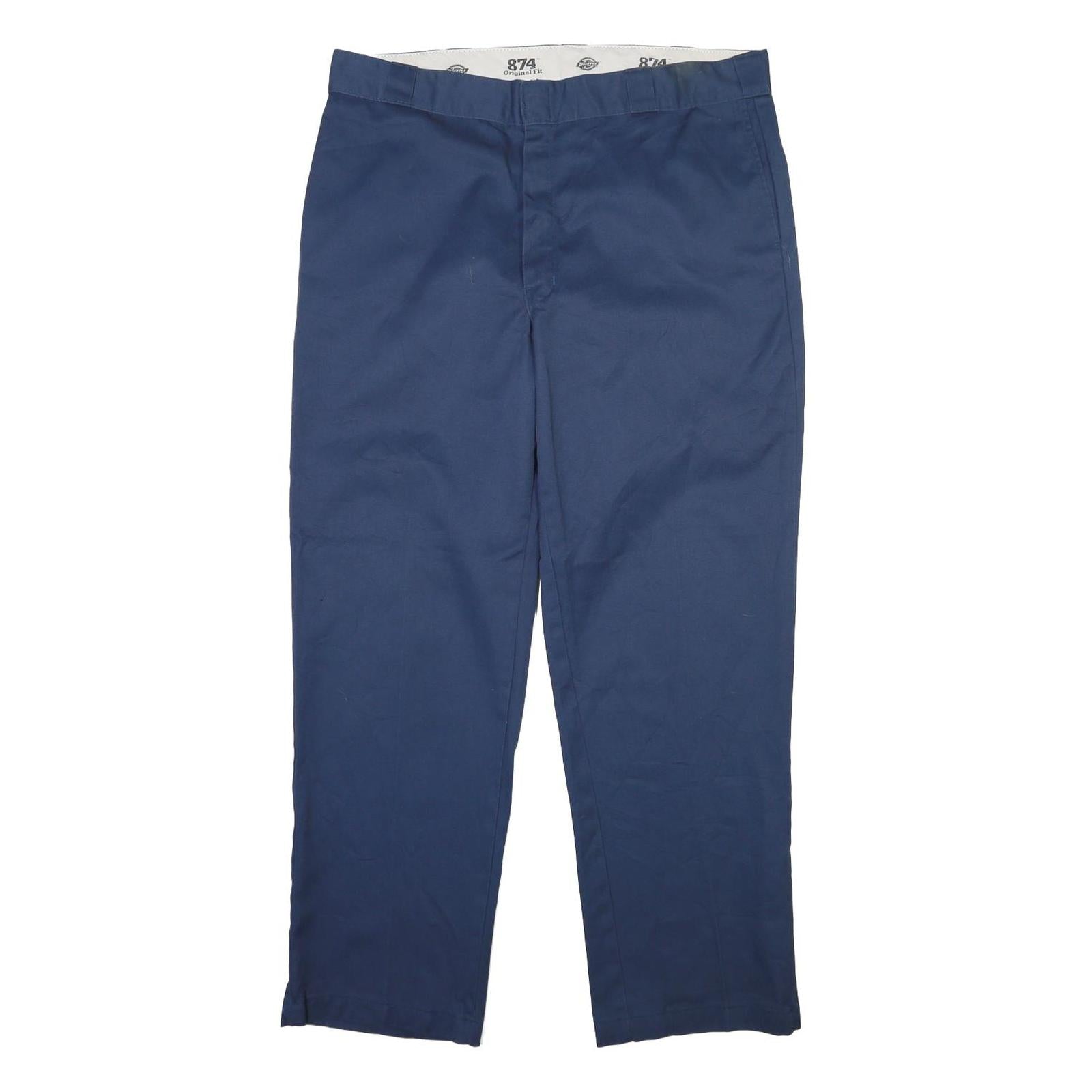 DICKIES Mens Cotton Navy Classic Regular Trousers W40 L32 Workwear Button Refurbished - N/A refurbished available on Cerqular