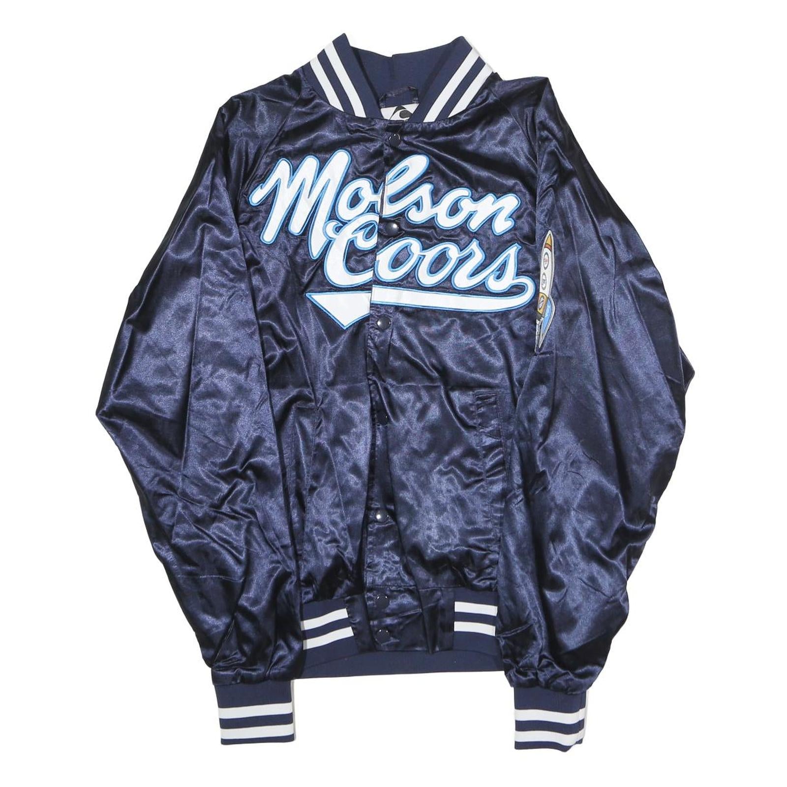 AUGUSTA Mens Navy Blue Satin Varsity Style Jacket S Polyester Button Closure Refurbished - N/A refurbished available on Cerqular